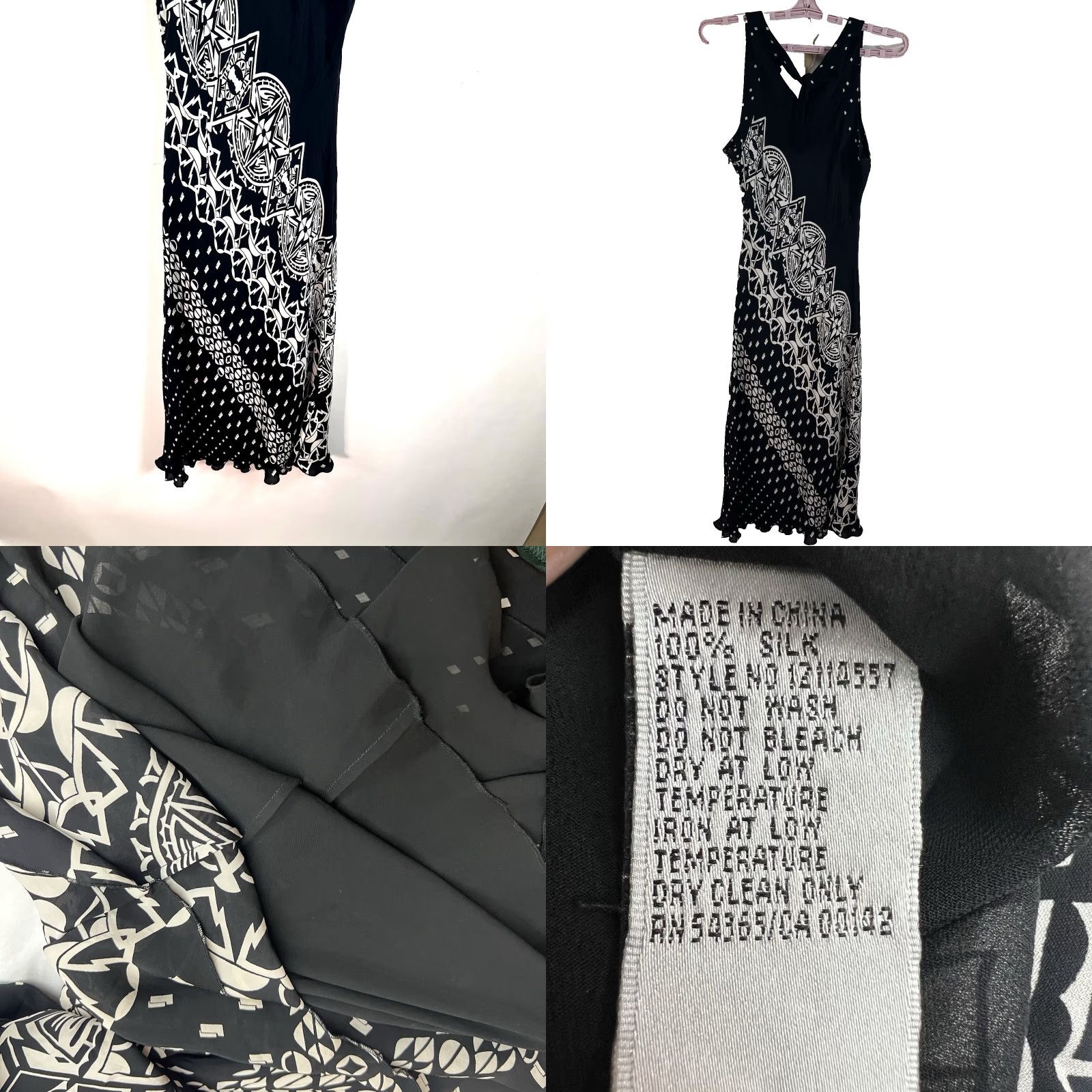 Vintage VINTAGE Peter Nygard Women's Sleeveless Silk Dress Size 14 Geometric Black/White Party Wedding Size XL / US 12-14 / IT 48-50 - 8 Thumbnail