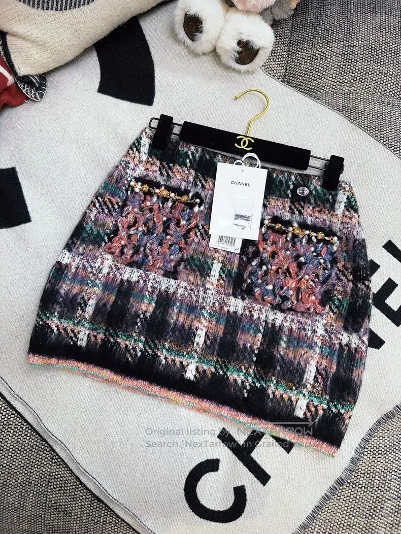 Chanel 22A high-end handicraft series colourful plaid diam