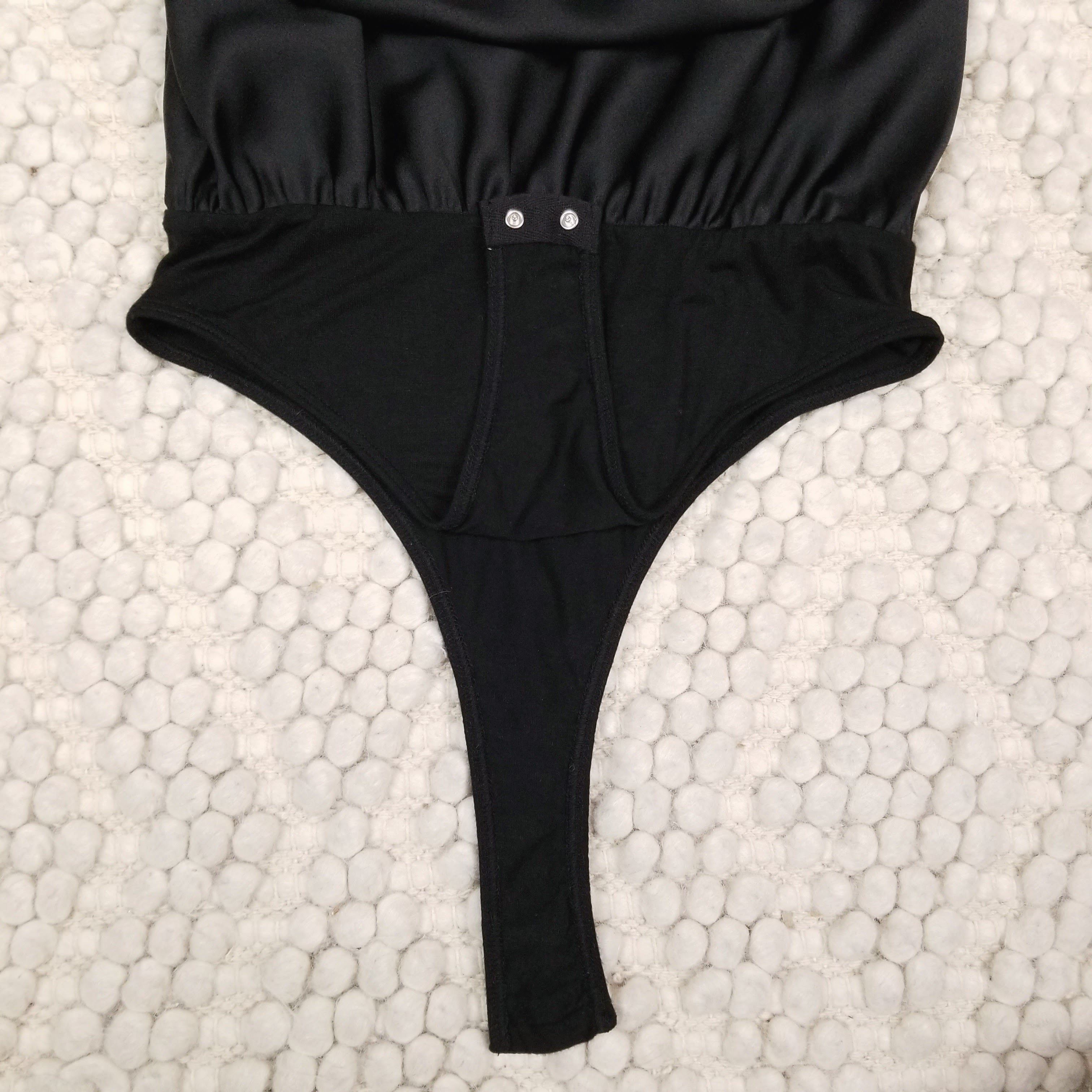 Lulus Glamorous Forever Black Rhinestone Strap Cowl Neck Bodysuit Size S / US 4 / IT 40 - 9 Thumbnail
