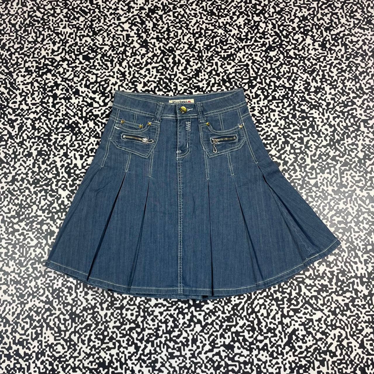 Japanese Brand Vintage Y2K Japanese Denim Flared Midi Skirt Retro Style Size 28" / US 6 / IT 42 - 3 Thumbnail