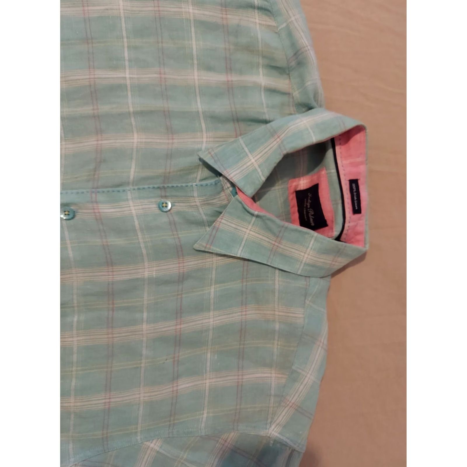 Tommy Bahama Tommy Bahama Shirt Mens L Large Indigo Palms Linen Dress Short Sleeve Blue Size 42R - 3 Thumbnail