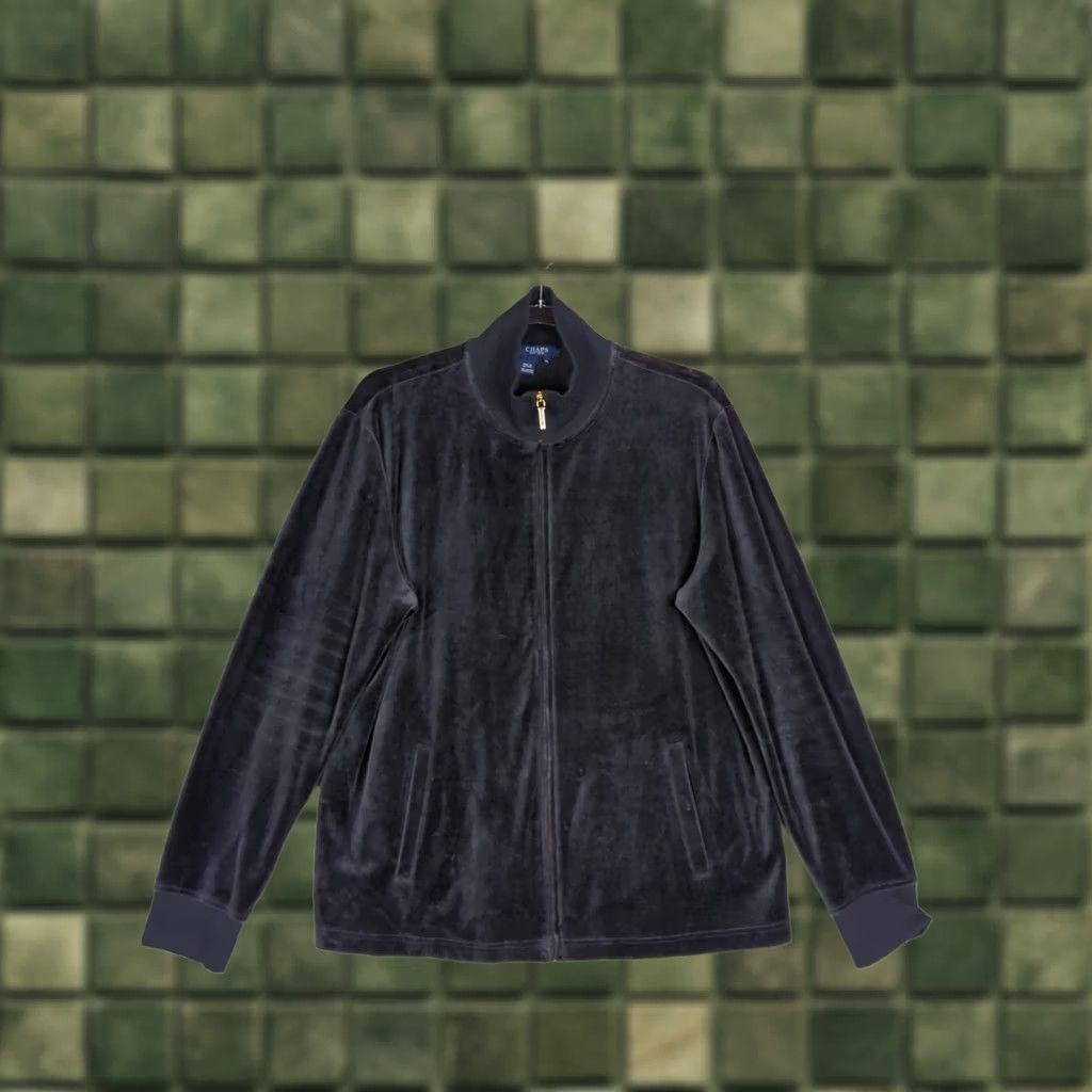 Chaps CHAPS Velour Sweatshirt Jacket Mock Neck Full Zip Black Pockets Womens Sz XL Size XL / US 12-14 / IT 48-50 - 1 Thumbnail