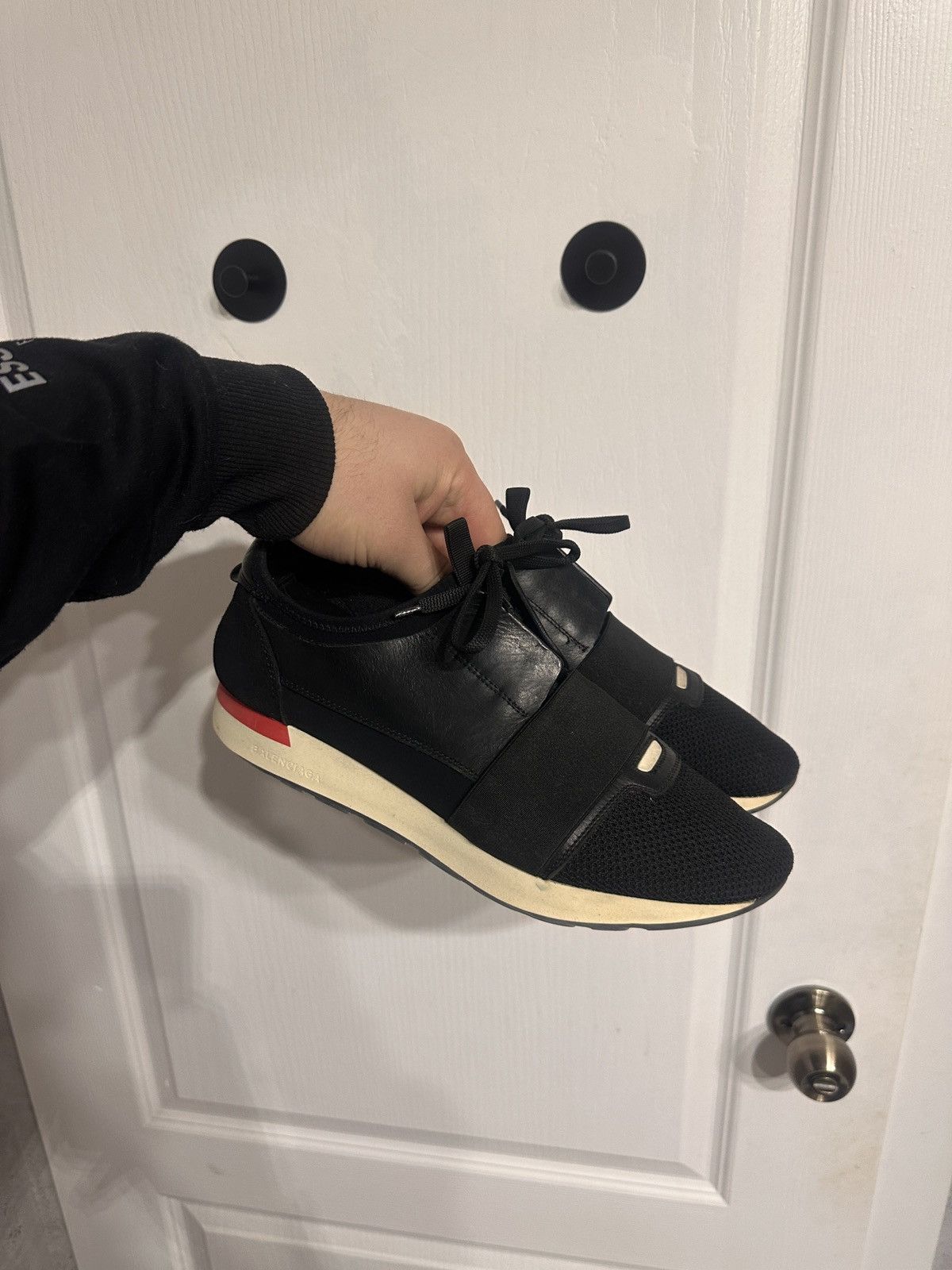 Balenciaga Balenciaga Race Runners Black Red US Size 8 Size US 8 / EU 41 - 1 Thumbnail