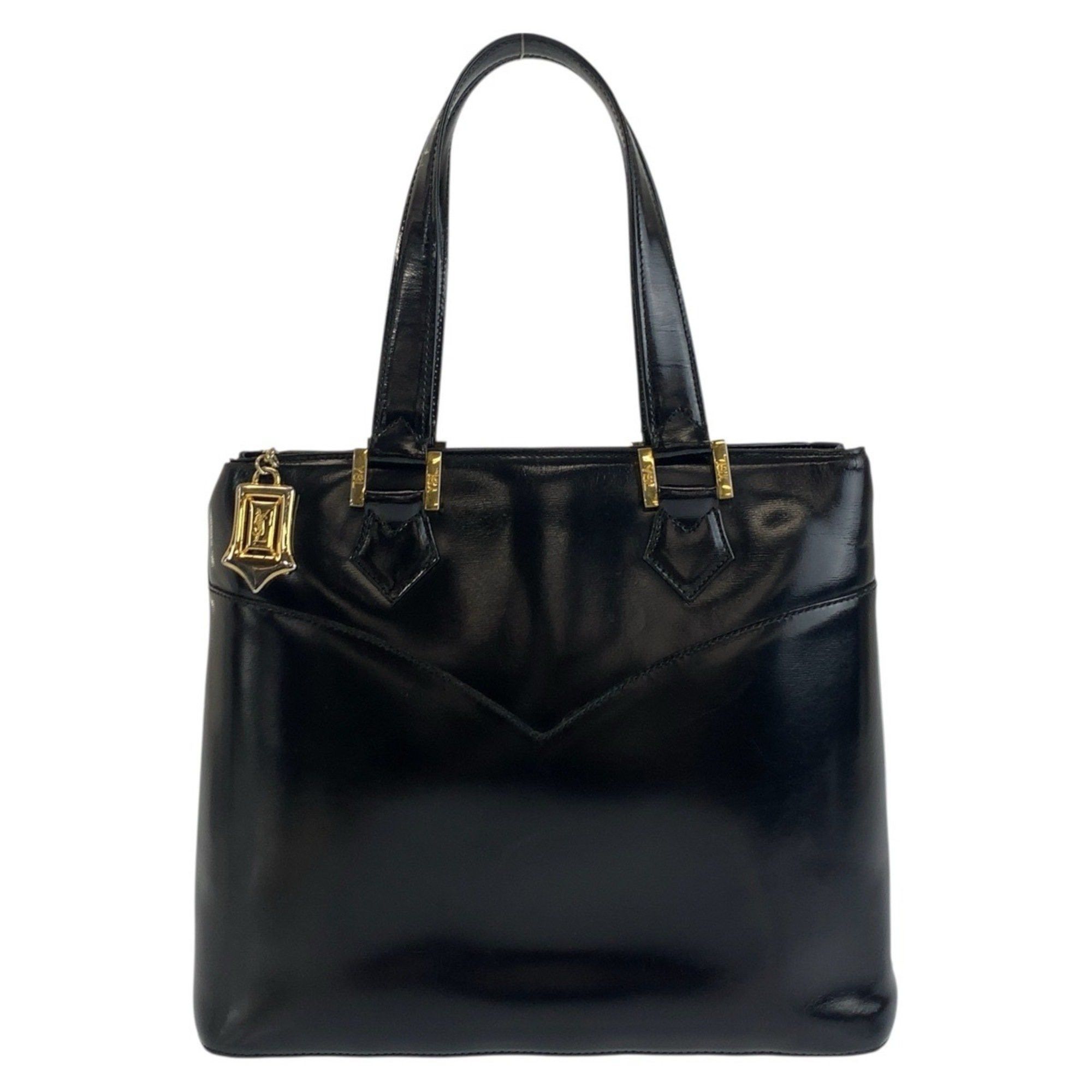 Yves Saint Laurent Vintage YSL Black Leather Handbag with Gold Hardware
