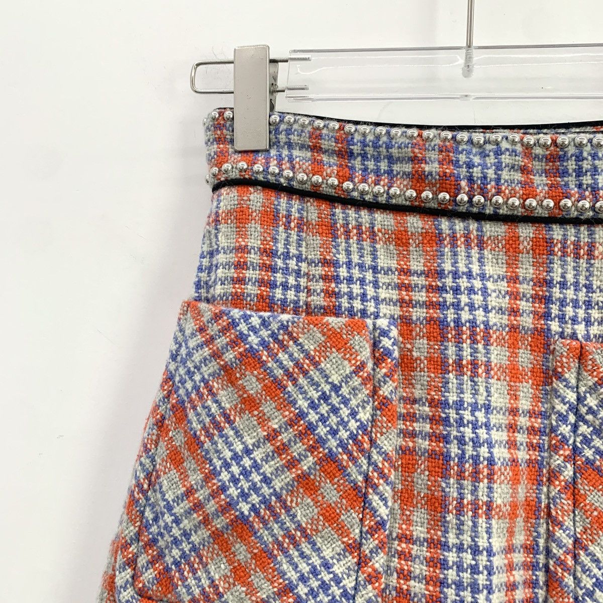 Miu Miu Miu Miu Color-block Beaded Plaid Tweed Casual Skirt K26WX Size 26" / US 2 / IT 38 - 8 Thumbnail