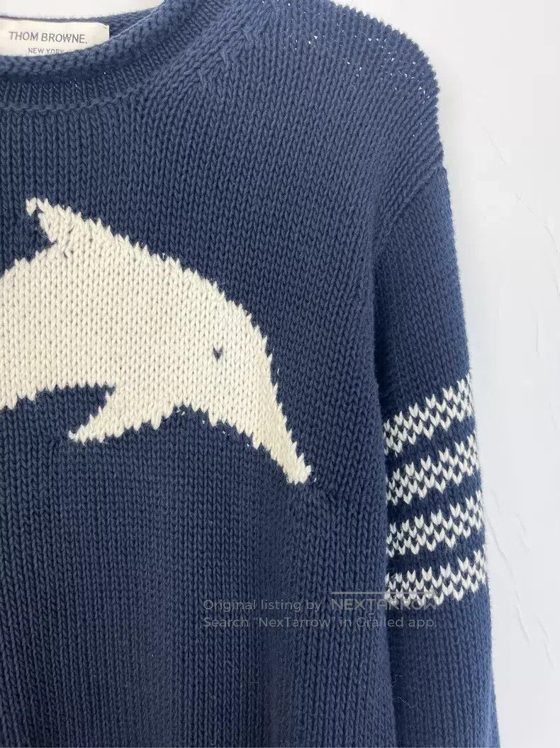 Thom Browne Thom Browne Blue dolphin four-striped sweater Size US S / EU 44-46 / 1 - 3 Thumbnail