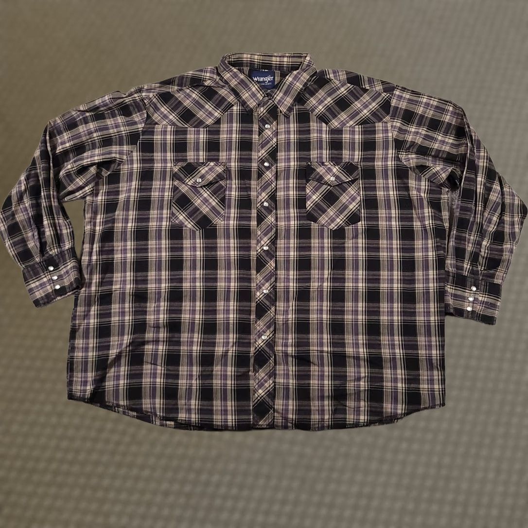 Wrangler Wrangler Western Shirt - Mens Big Tall Plaid Workwear Cotton Long Sleeve Size US XXL / EU 58 / 5 - 1 Thumbnail