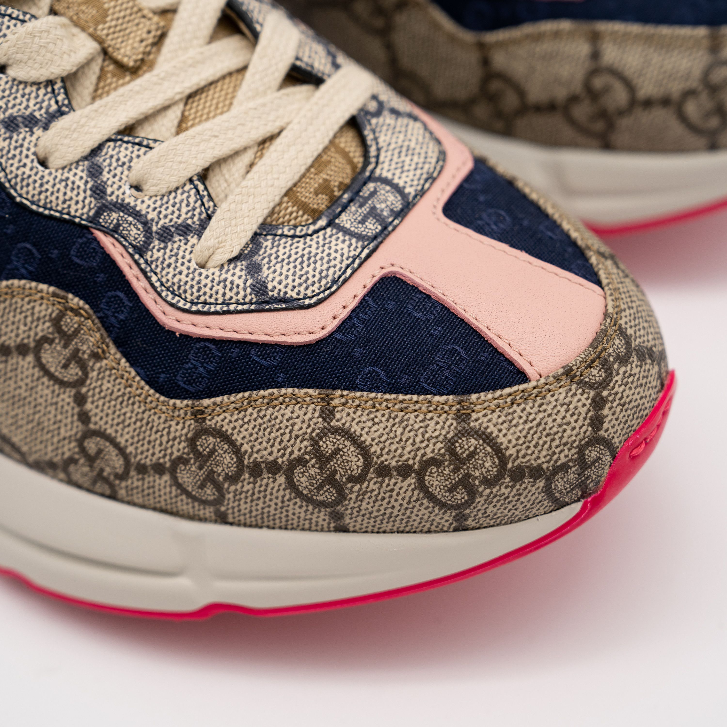 Gucci 36.5eu 6.5 US Gucci GG Rhyton Beige White Pink Blue Leather Size US 6.5 / IT 36.5 - 8 Thumbnail