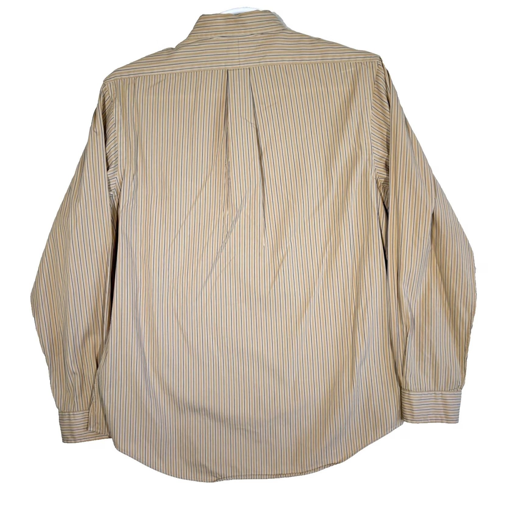 Ralph Lauren Ralph Lauren Shirt Mens Large Tan Striped Button-Up Long Sleeve Custom Fit Size US L / EU 52-54 / 3 - 2 Thumbnail