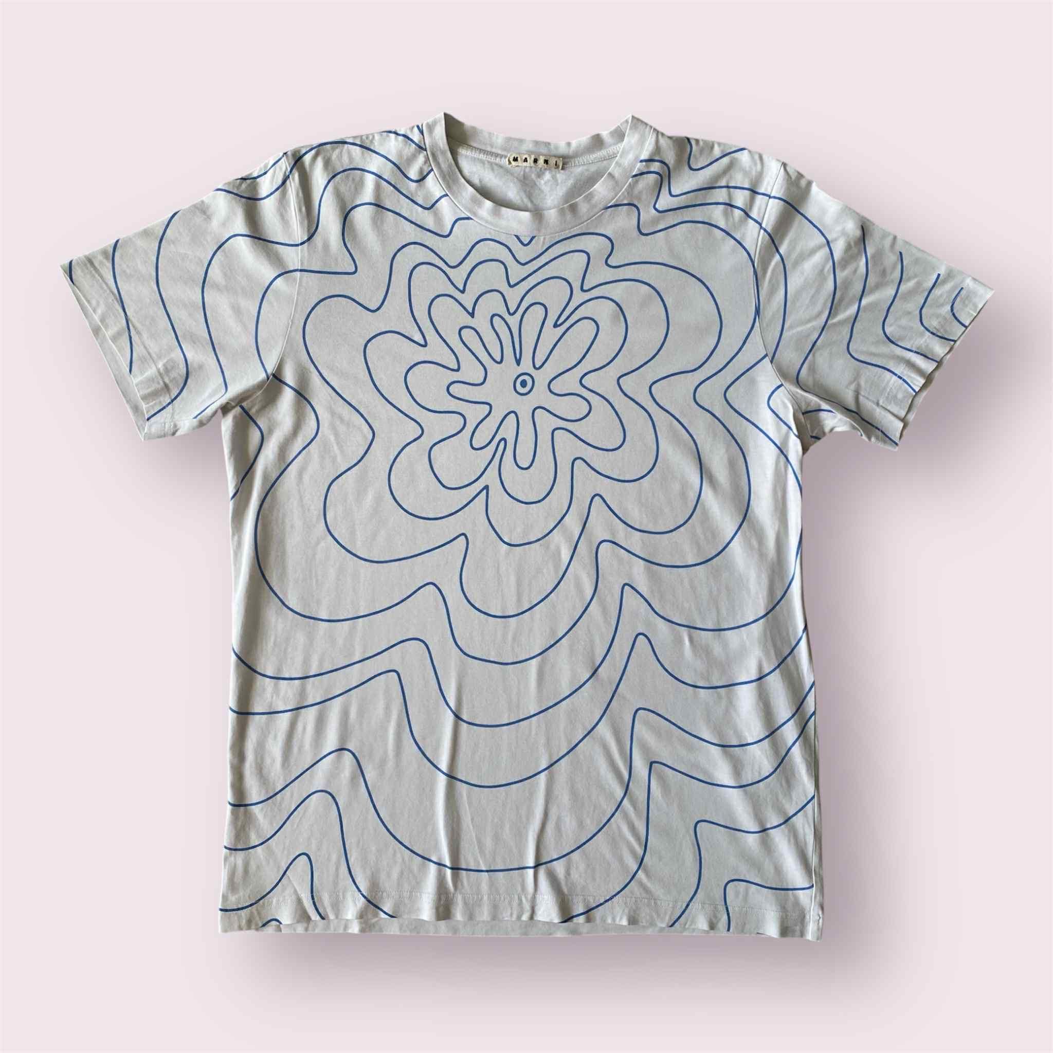 Marni Marni Floral White And Blue Tee Big Flower Size US M / EU 48-50 / 2 - 1 Thumbnail
