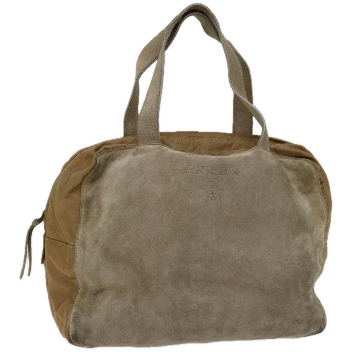 image of Prada Hand Bag Suede Beige Auth Bs12252, Women's
