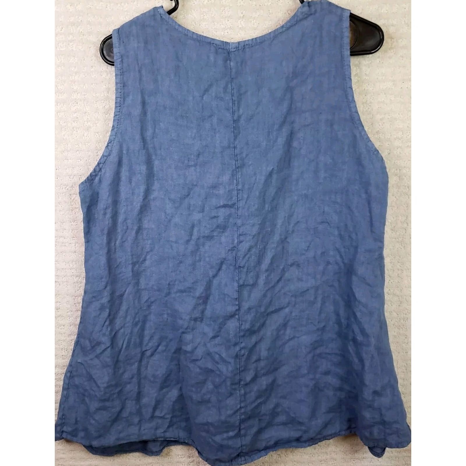 Vintage Cobblestone Living Top Womens XL Blue 100% Linen Italy Boat Neck Sleeveless Tunic Boho Beach Linen Blouse Vintage? No Size XL / US 12-14 / IT 48-50 - 5 Thumbnail