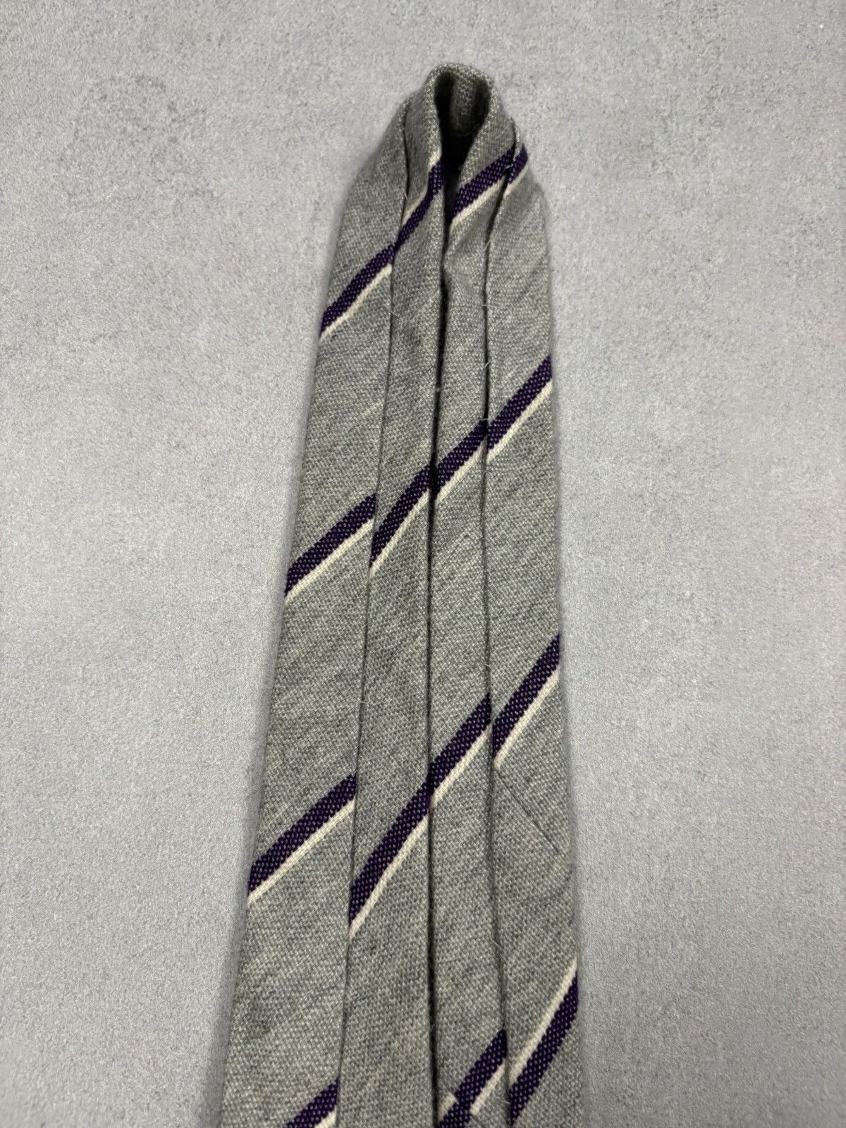 RODA Roda Cashmere Striped Tie Grey Purple 100% Cashmere Italy Size ONE SIZE - 6 Thumbnail