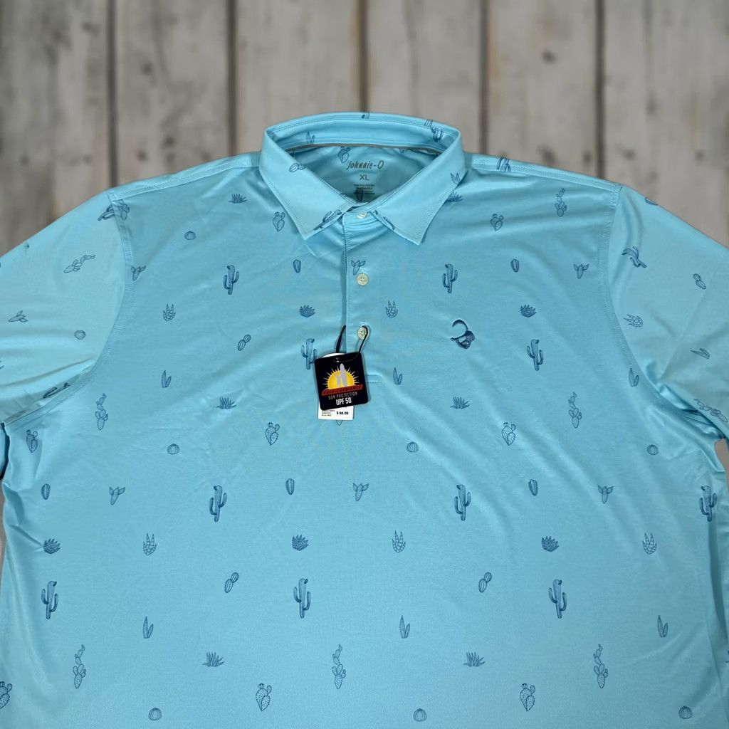johnnie-O johnnie-O Polo Shirt Men XL Blue Prep-Formance Cactus Desert UPF 50 Golf Polo Short Sleeve Graphic Print Authentic Size US XL / EU 56 / 4 - 1 Thumbnail
