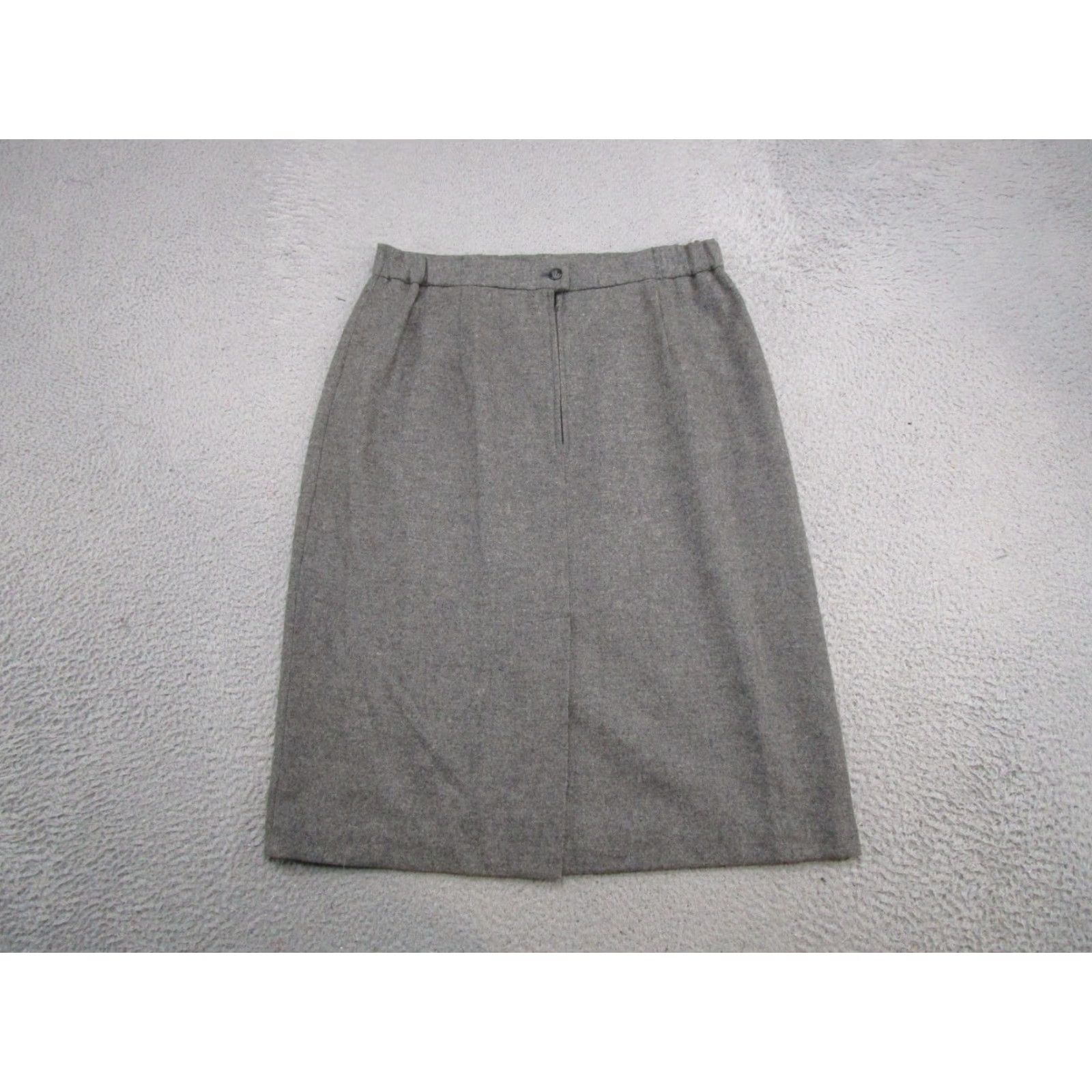 Vintage Cathy Daniels Gray Skirt Knee Length 100% Wool Size 16 Vintage 90s Preppy Women’s Slit Pencil Knit Cap Back Slit Dry Clean Only Size 38" / US 16 / IT 52 - 7 Thumbnail