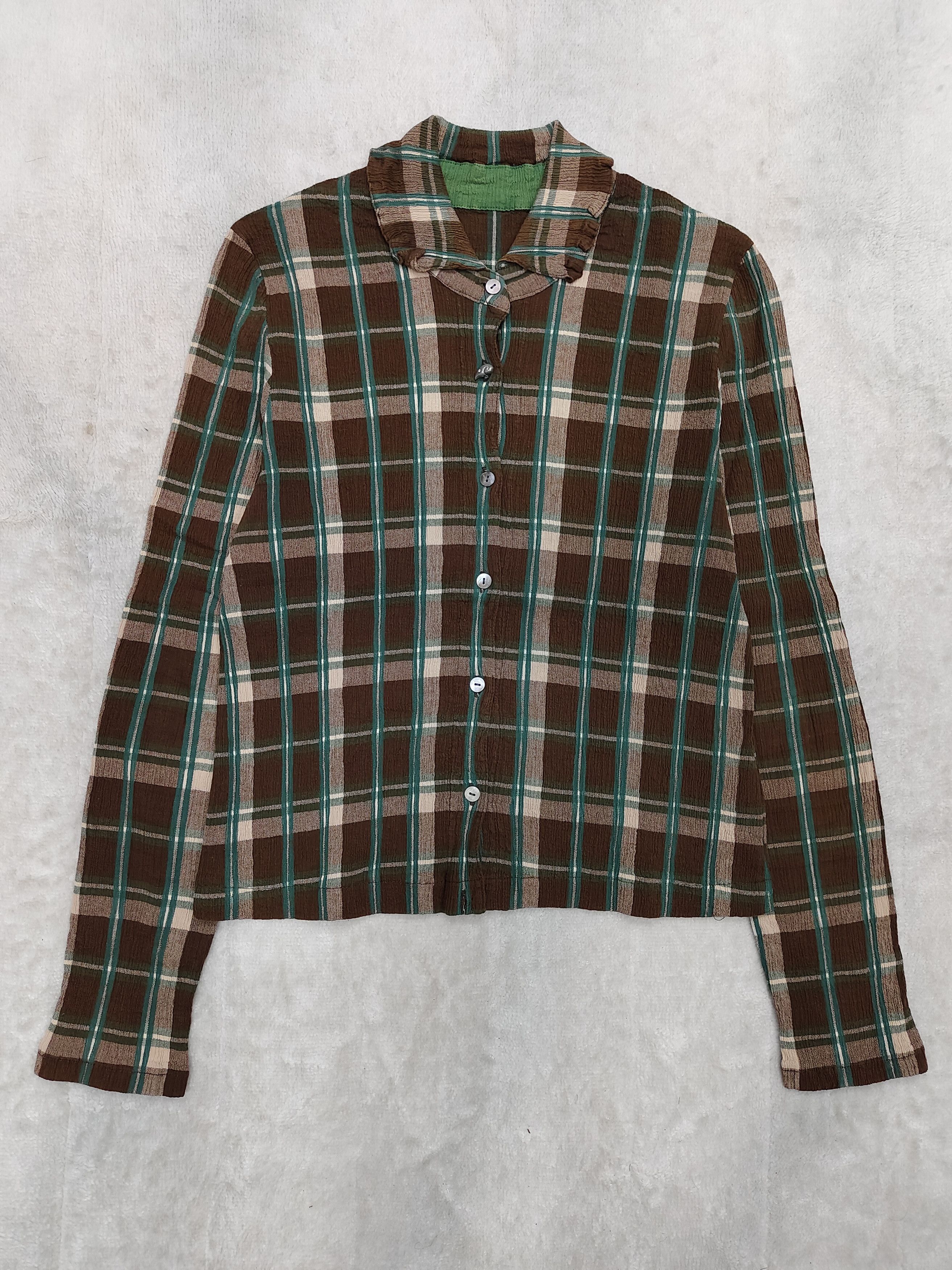 Tsumori Chisato Tsumori Chisato🇯🇵 Pin Button Detail Plaid Pleated Blouses Size M / US 6-8 / IT 42-44 - 3 Thumbnail
