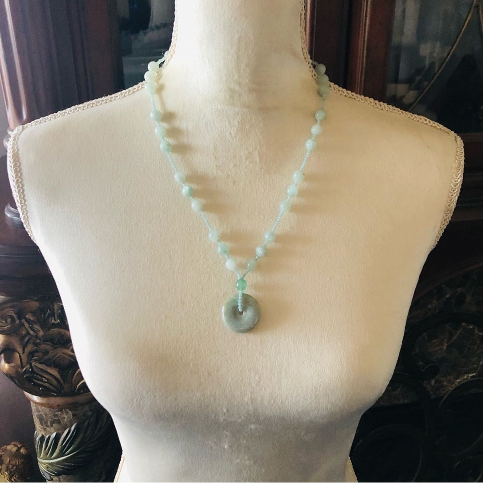 Handmade Hand crafted jadeite stone beaded 925 toggle clasp necklace Size ONE SIZE - 5 Thumbnail