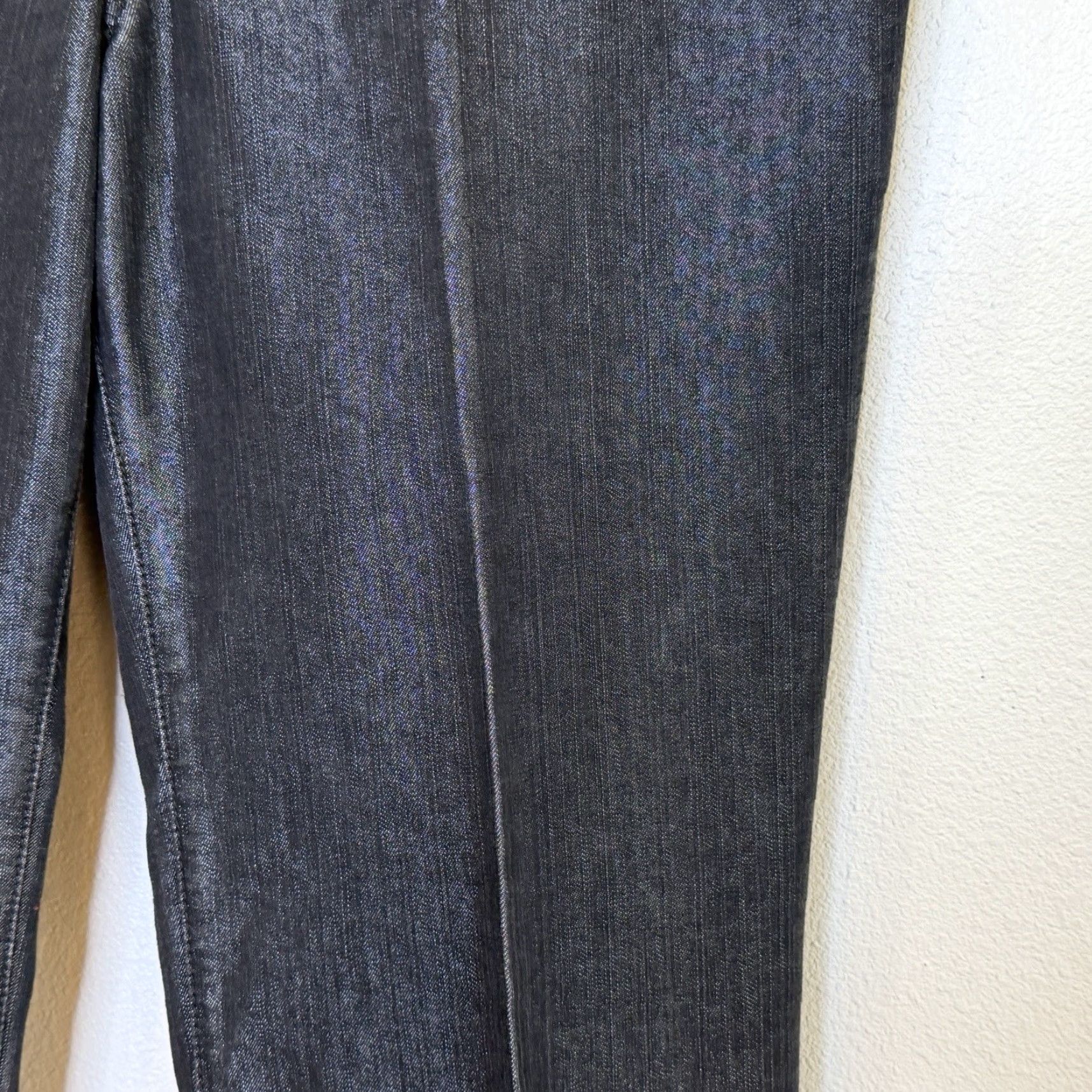 Vintage Chico's Pants Womens 2.5 Regular Charcoal Metallic Straight Leg Flat Front 31in Inseam Stretch Dress/Business Casual Workwear Trousers Size 26" / US 2 / IT 38 - 3 Thumbnail