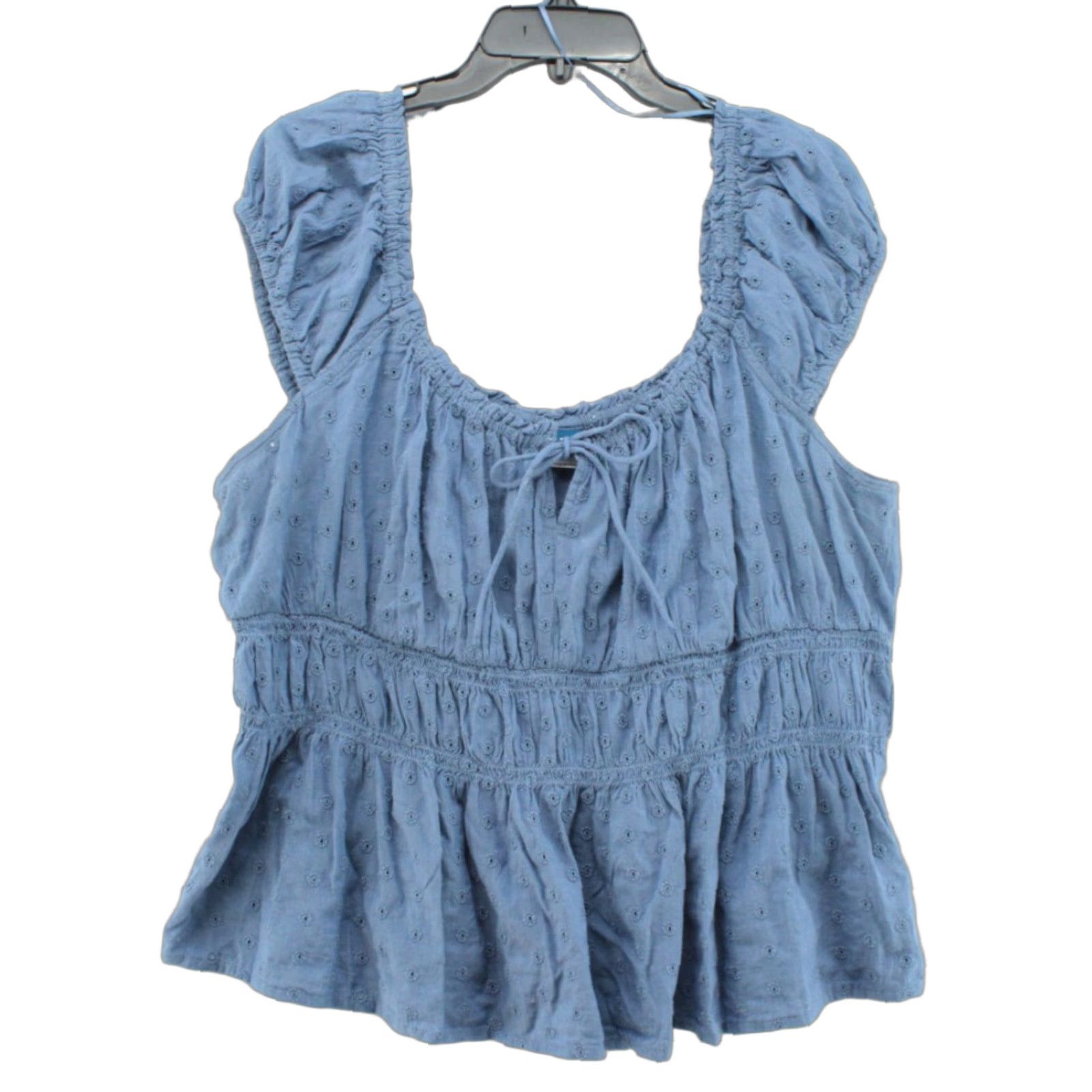 Old Navy Old Navy Top Blouse Women's XXL Blue Denim Ruffle Smock Boho Prairie Western Cottagcore Size XXL / US 16-18 / IT 52-54 - 1 Thumbnail
