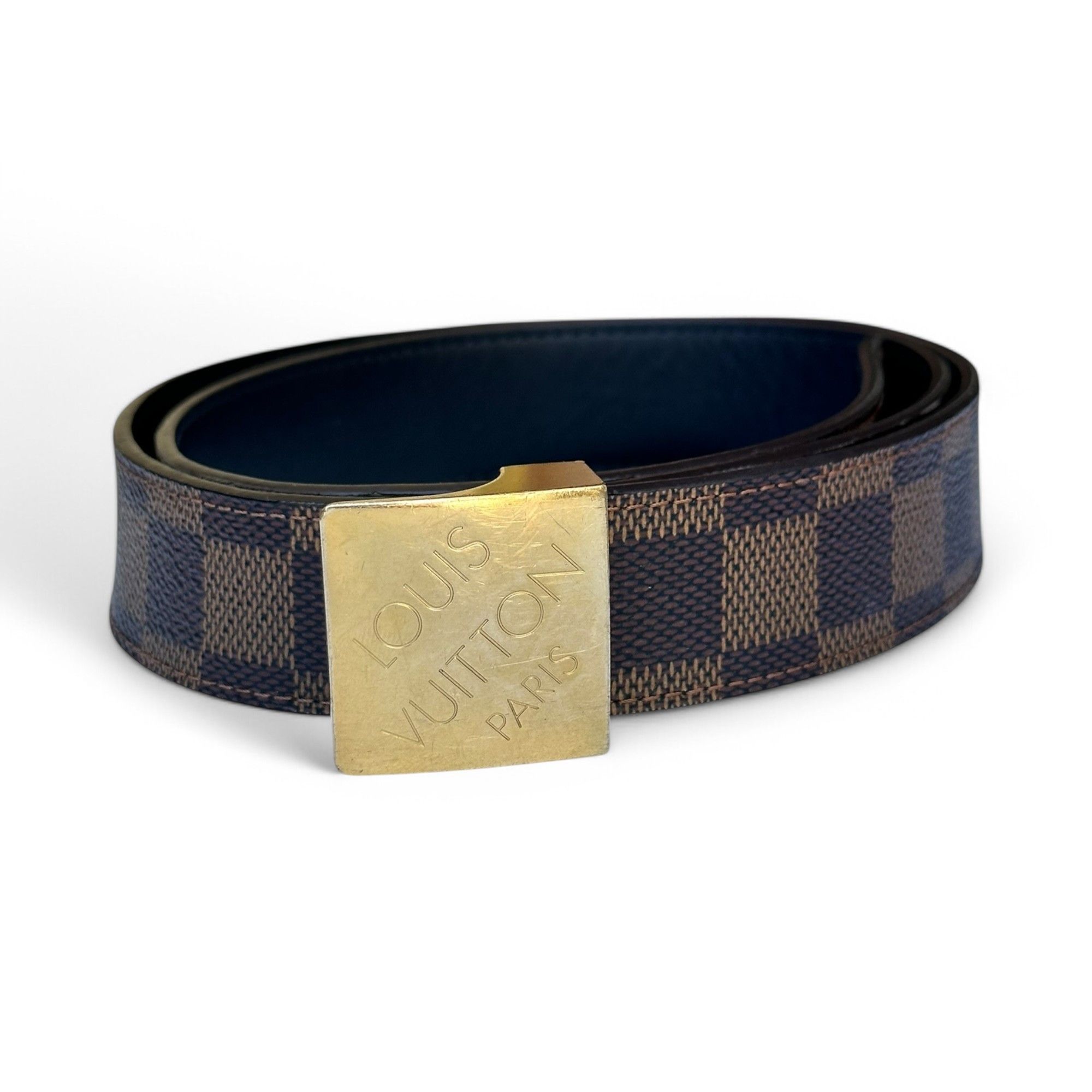 Louis Vuitton Louis Vuitton Belt Ebene Damier Check Classic Buckle Brown Size 36 - 1 Thumbnail