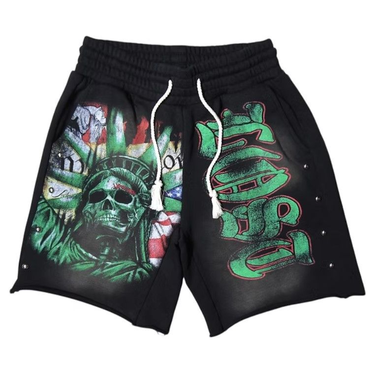 LOST INTRICACY Lost Intricacy Liberty Black & Green Shorts Size US 32 / EU 48 - 1 Preview