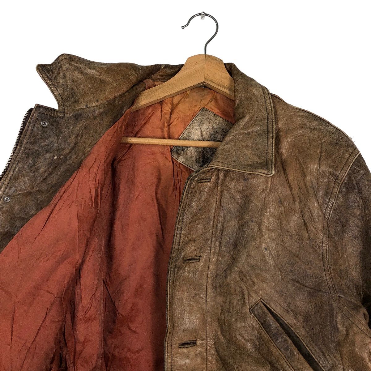 Japanese Brand 🔥90’s Vintage Leather Jacket Inspector Wear Cargo Pocket Size US M / EU 48-50 / 2 - 15 Thumbnail