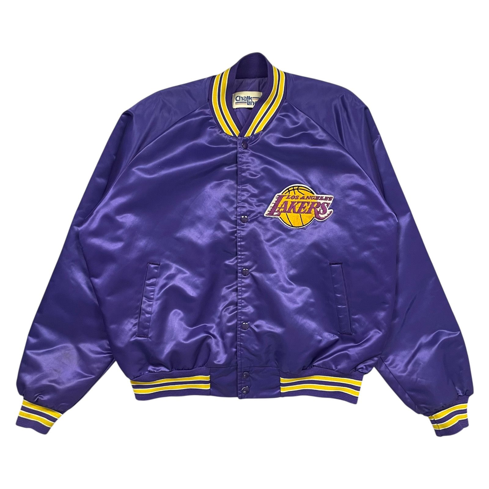 NBA 90s LA LAKERS SATIN BOMBER JACKET PURPLE SIZE XL MADE IN USA Size US XL / EU 56 / 4 - 2 Thumbnail