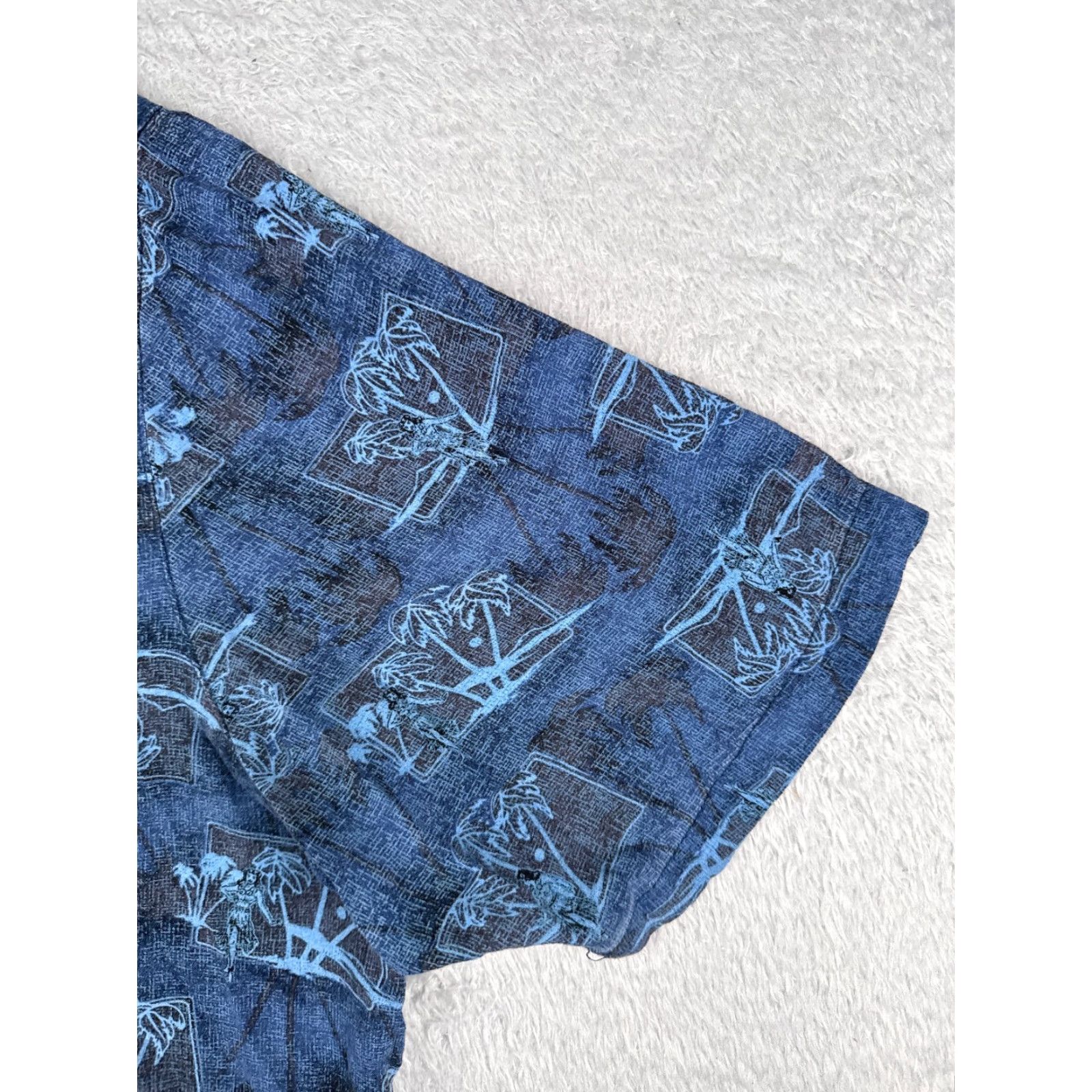 George George Shirt Mens 3XL Blue Floral Palm Tree Hawaiian Button-Up 100% Rayon Size US XXL / EU 58 / 5 - 2 Thumbnail