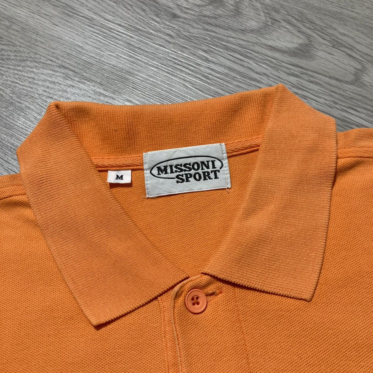 Missoni 1990s Vintage Missoni Sport Spellout Logo Polo Tshirt Orange Size US L / EU 52-54 / 3 - 13 Thumbnail