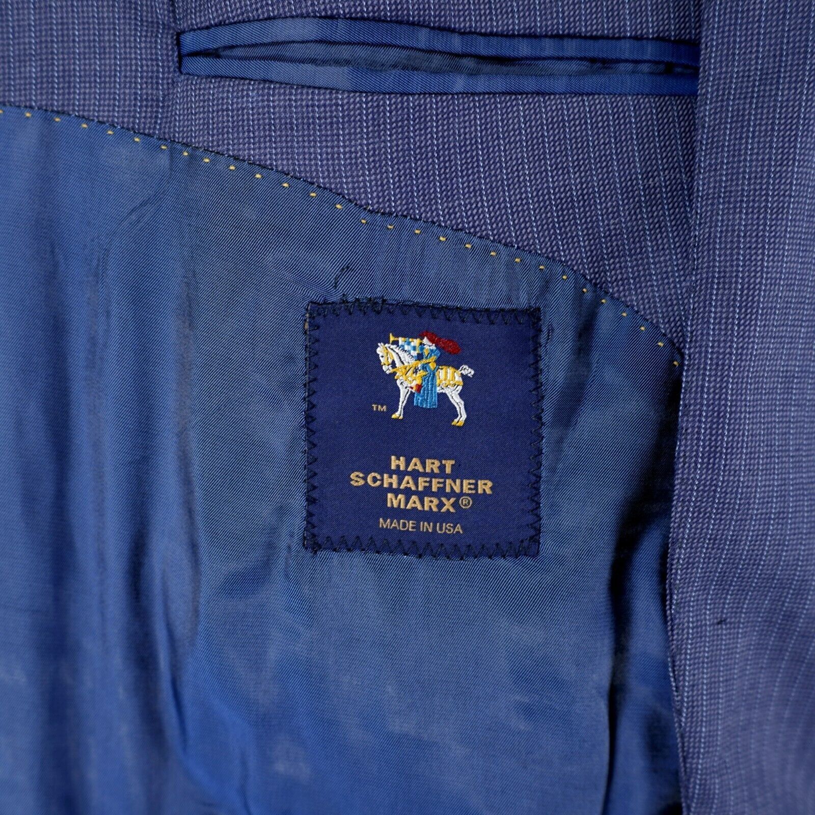 Hart Schaffner Marx Hart Schaffner Marx Light Blue Worsted Wool Striped Suit 46S Size 46S - 11 Thumbnail