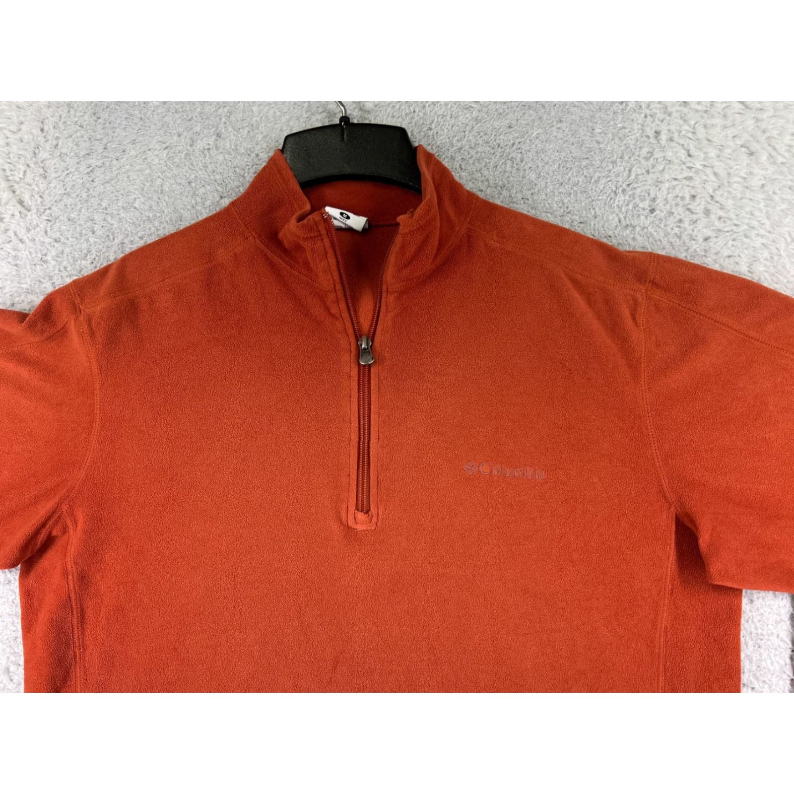 Vintage Columbia Sweater Men Medium Orange Pullover 1/4 Zip Polyester Fleece Mock Neck Size US M / EU 48-50 / 2 - 4 Thumbnail