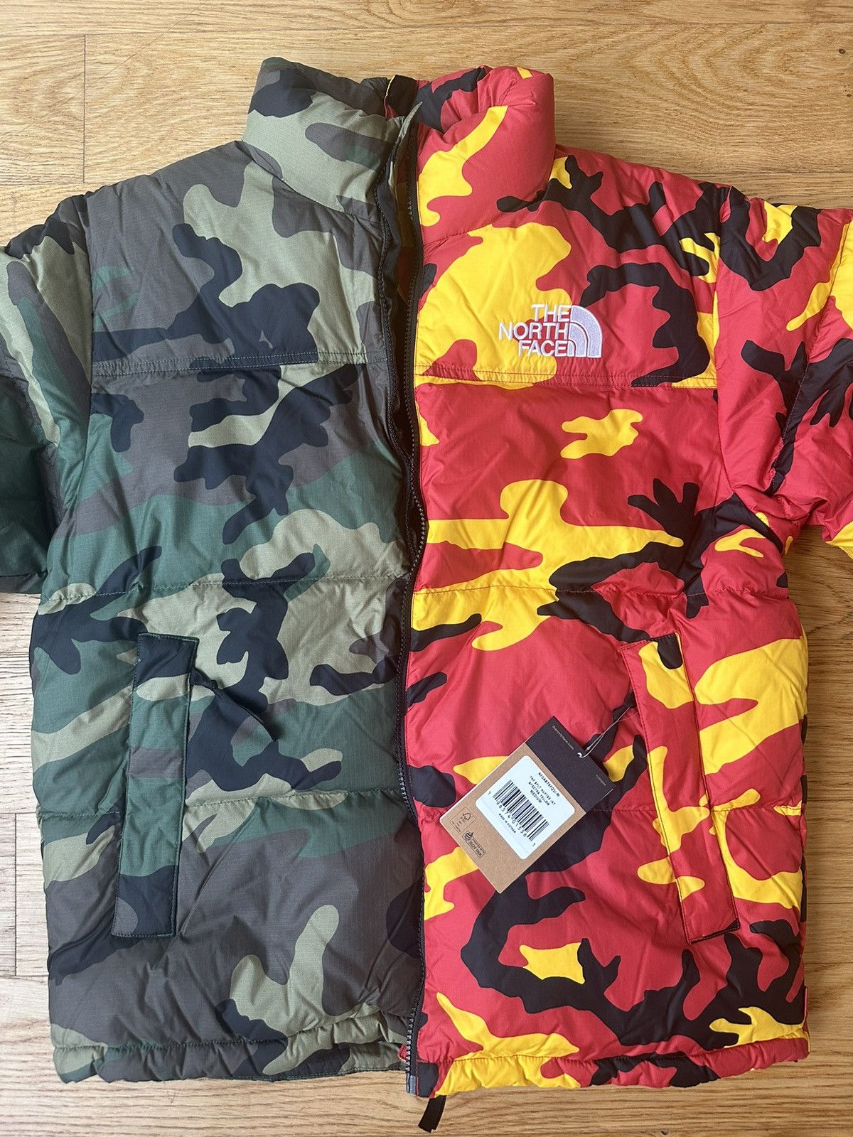 image of Supreme North Face Split Nuptse Jacket in Camo, Men's (Size Medium)