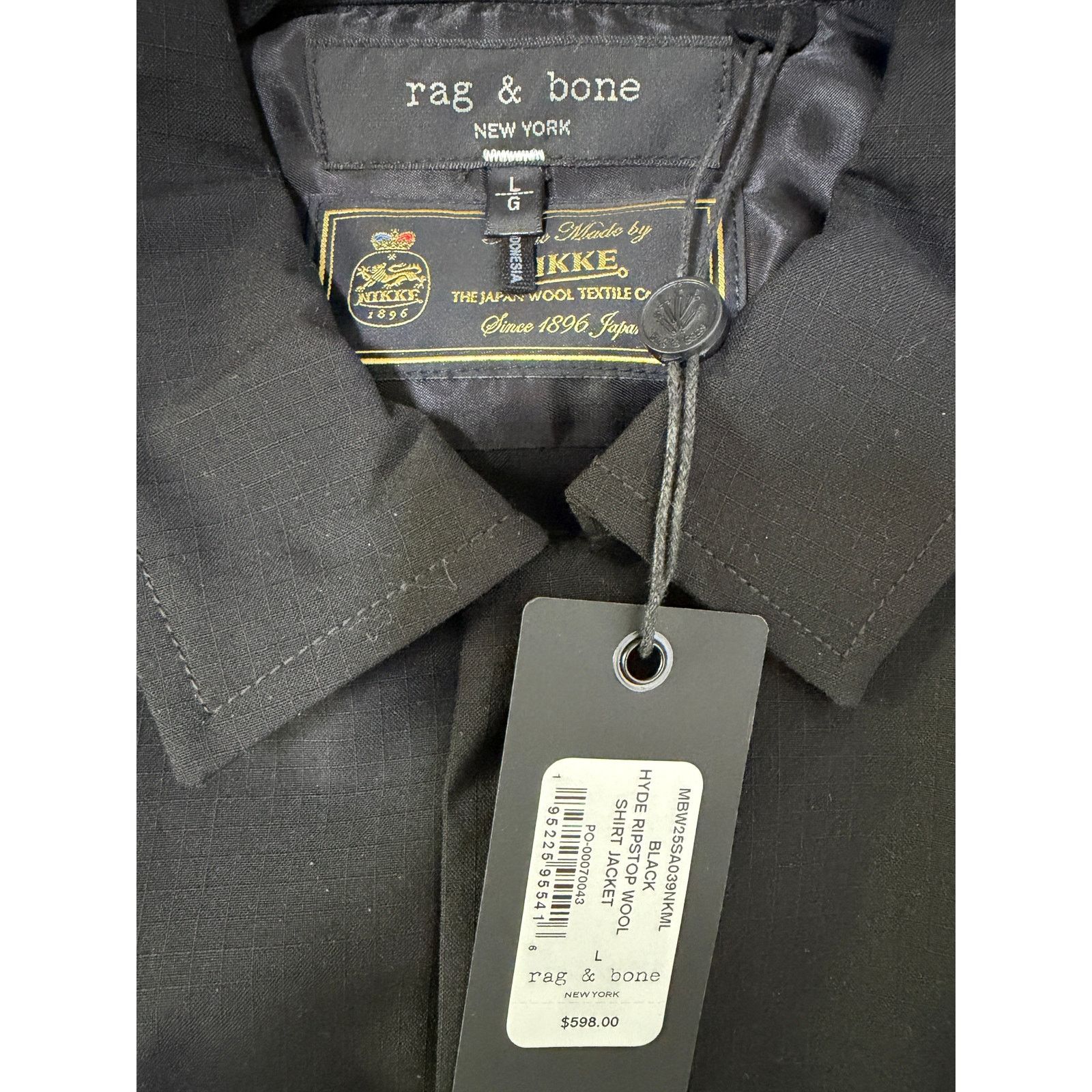 Rag & Bone Rag & Bone NWT Black Hyde Ripstop Wool Shirt Jacket Size US L / EU 52-54 / 3 - 7 Thumbnail