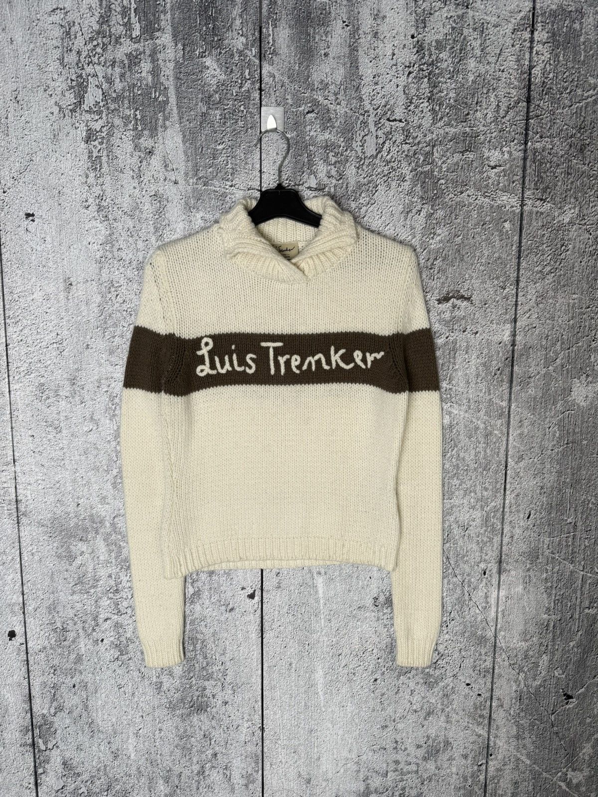 Vintage Luis Trenker Cream Wool Blend Knitted Shawl Collar Sweater Size XS / US 0-2 / IT 36-38 - 1 Thumbnail