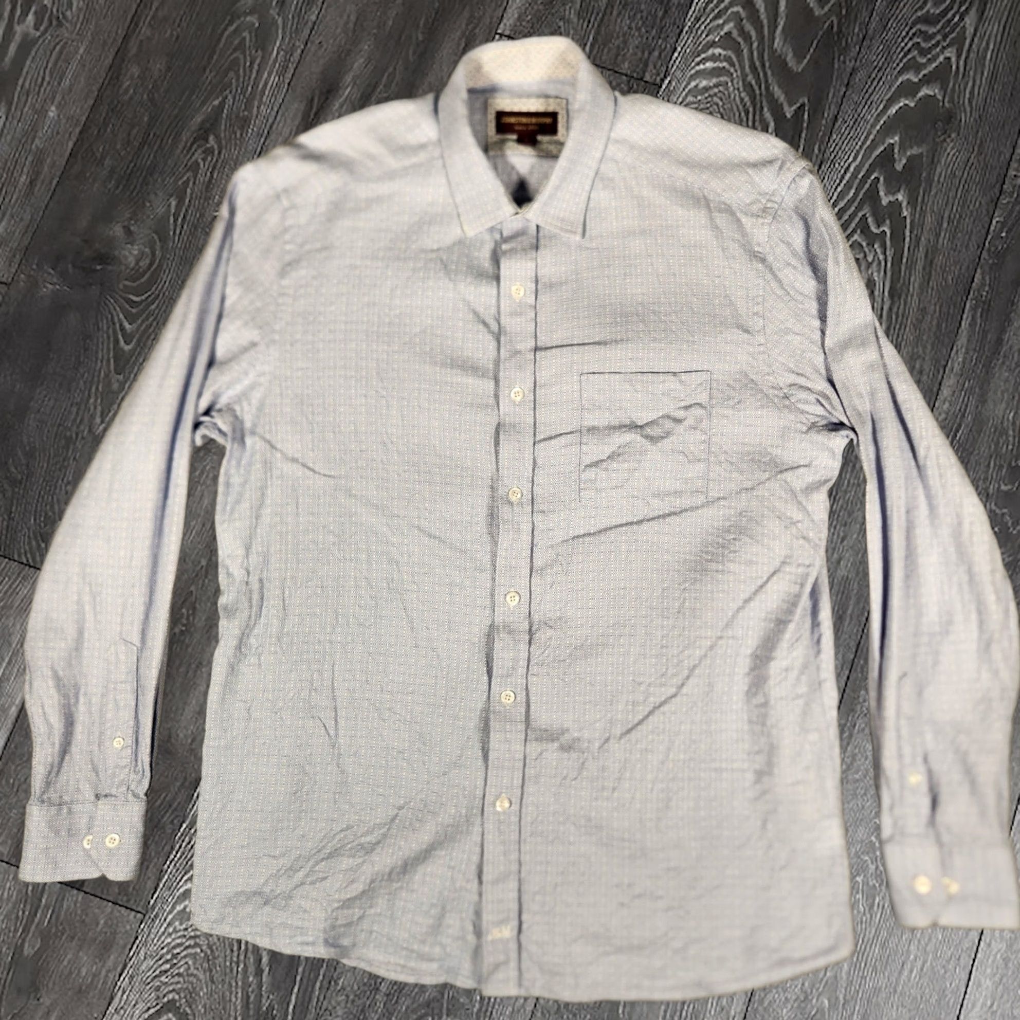 Johnston & Murphy Shirt Mens Large Light Blue Geometric Cotton Long Sleeve Button Down, Men's