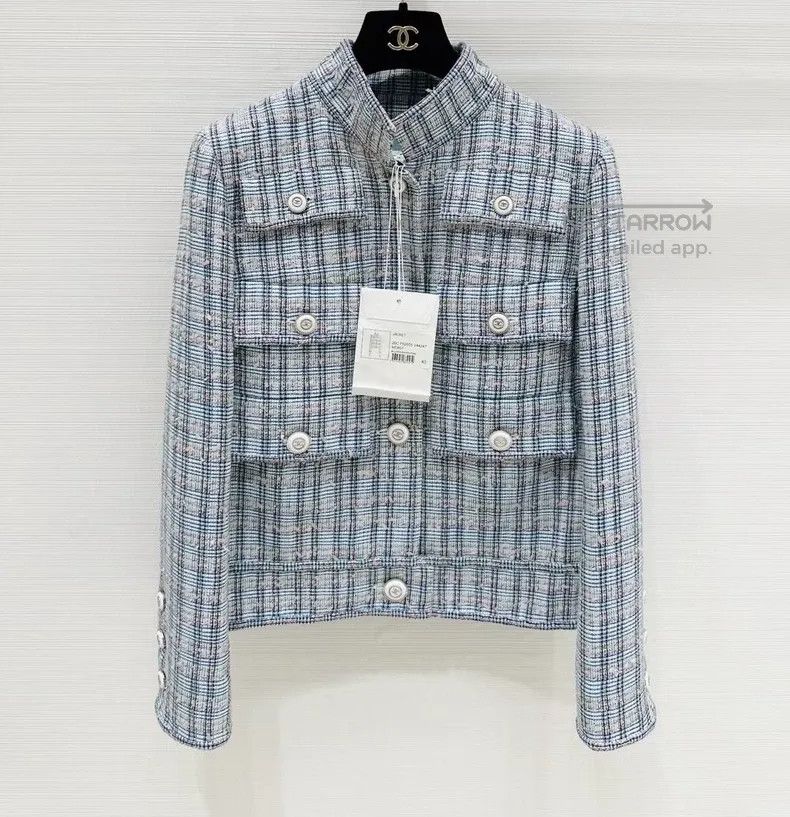Chanel Chanel Chick yellow stand-up collar tweed jacket 2504-Nexta