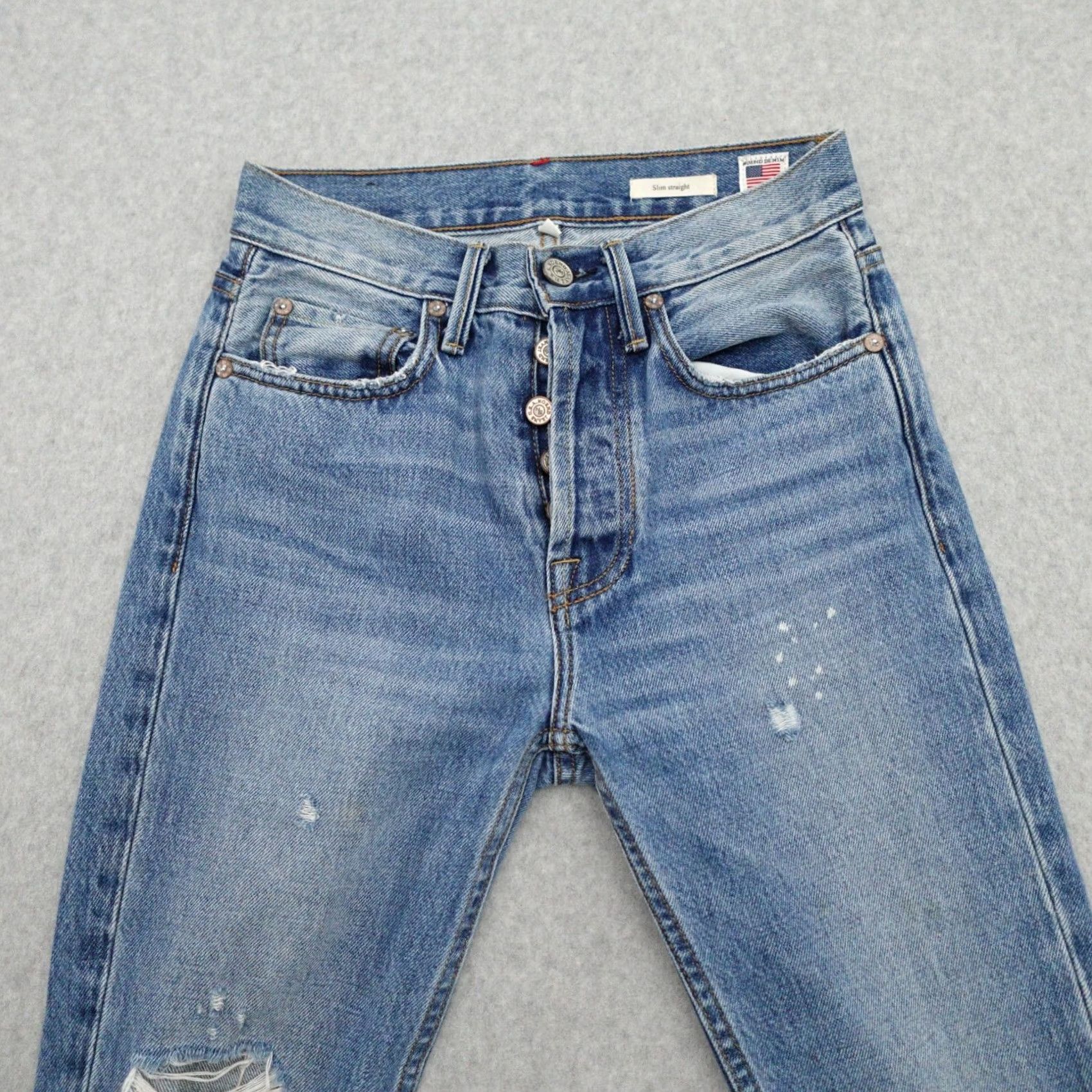 Vintage NO END Jeans Womens 24 Slim Straight Blue Made In USA Size 42" / US 20 - 2 Thumbnail