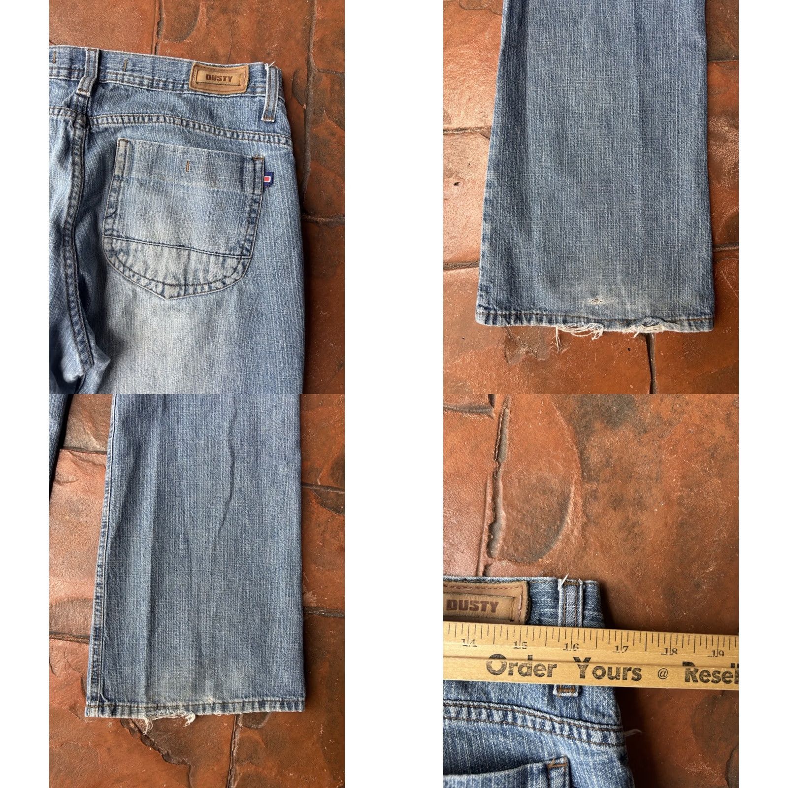 Vintage VINTAGE Dusty Jeans Men 34x30 Distressed Baggy Wide-Leg 90s Grunge Hip Hop Skater Cotton Denim Size US 34 / EU 50 - 9 Thumbnail