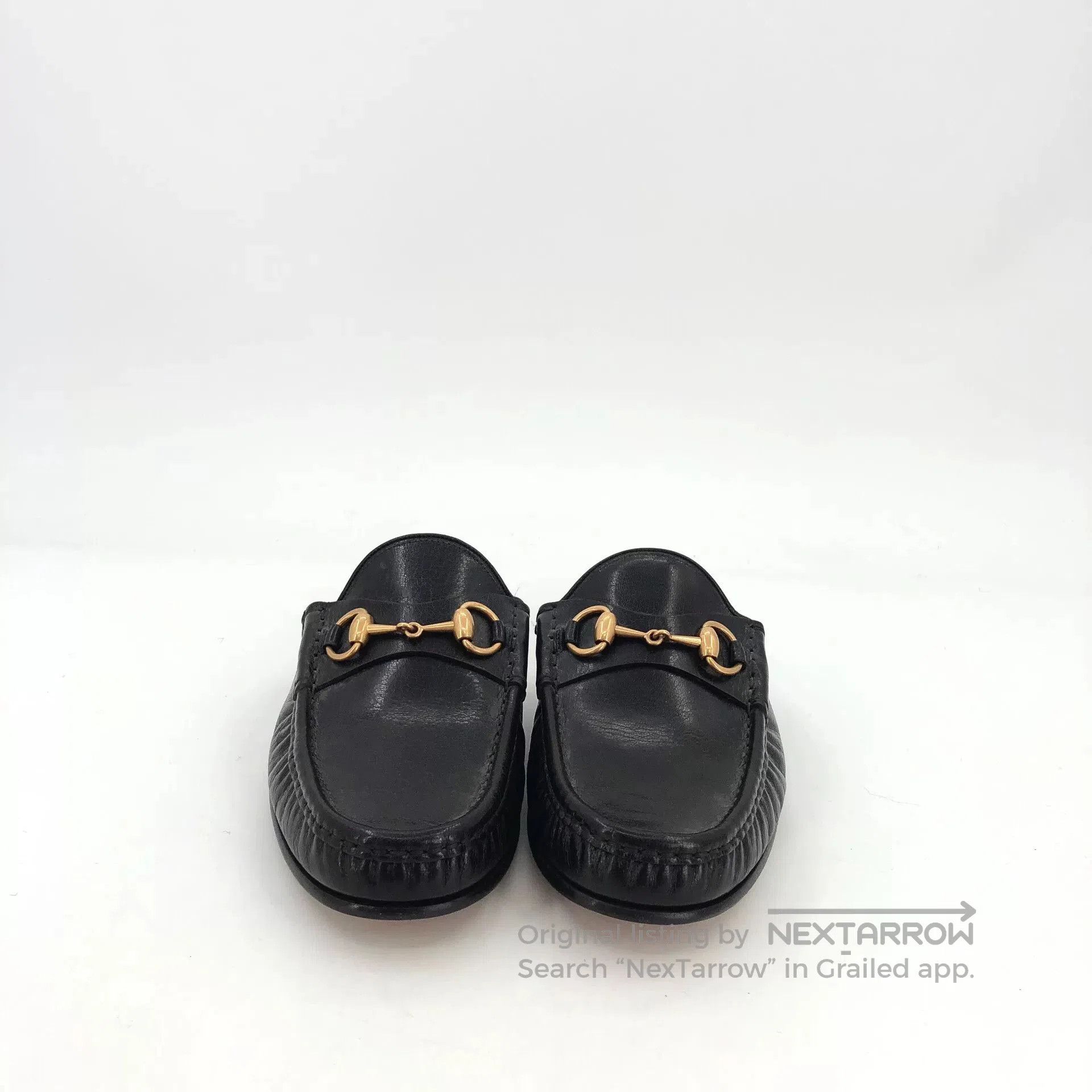 Gucci Gucci Black Leather Horsebit Round-Toe Slippers. Size US 6 / IT 36 - 3 Thumbnail