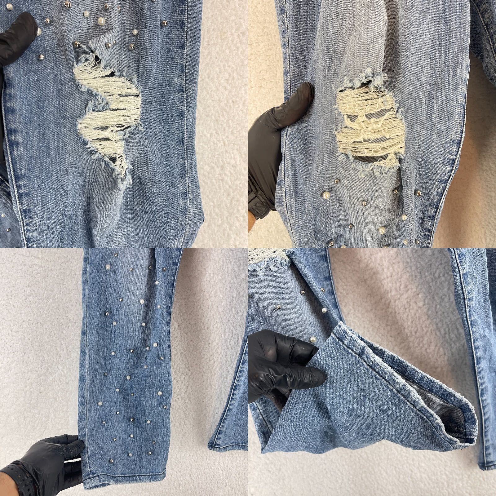 Vintage KUT from the Kloth Jeans Women Ankle Straight Leg Size 12 Blue Denim Embellished 5-Pocket Size 34" / US 12 / IT 48 - 8 Thumbnail