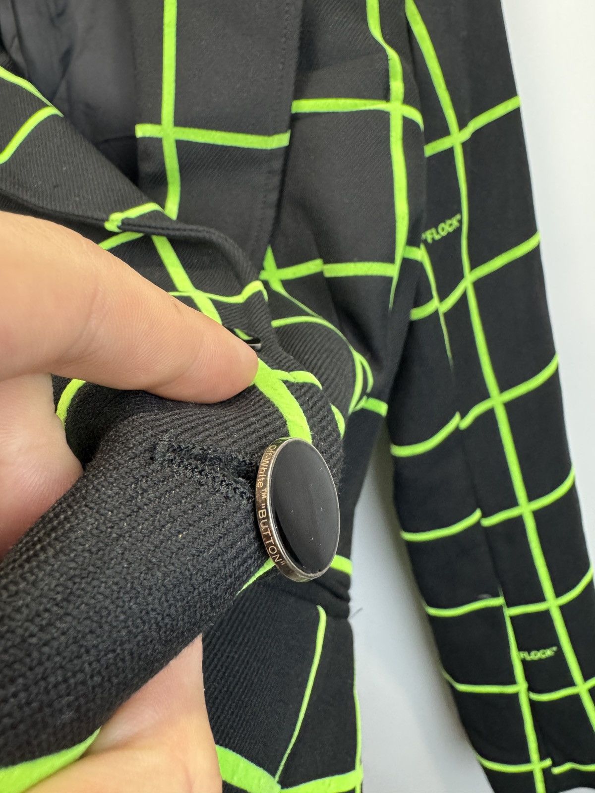 Off-White Off-White c/o Virgil Abloh "Flock"Neon Checked Fitted Jacket Size M / US 6-8 / IT 42-44 - 4 Thumbnail