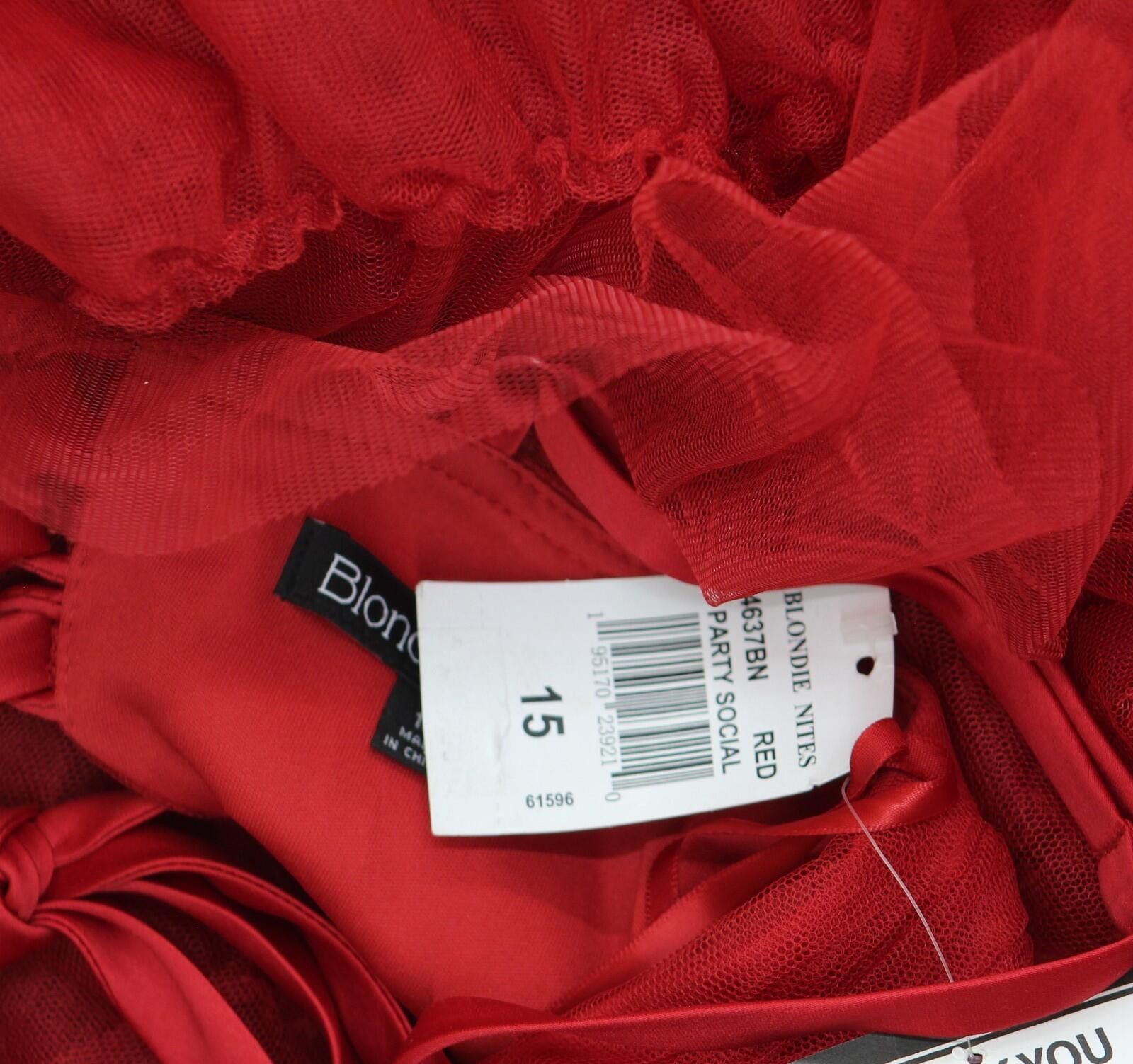 Other Blondie Nites Mesh Spaghetti Strap Gown Dress 4637bn Red 15 Size M / US 6-8 / IT 42-44 - 3 Thumbnail