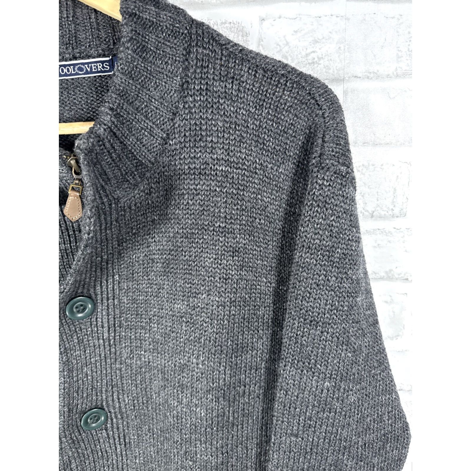 Vintage WOOLOVERS Gray Full Zip / Button Down Wool Sweater Cardigan Jacket Mens L Size US L / EU 52-54 / 3 - 3 Thumbnail