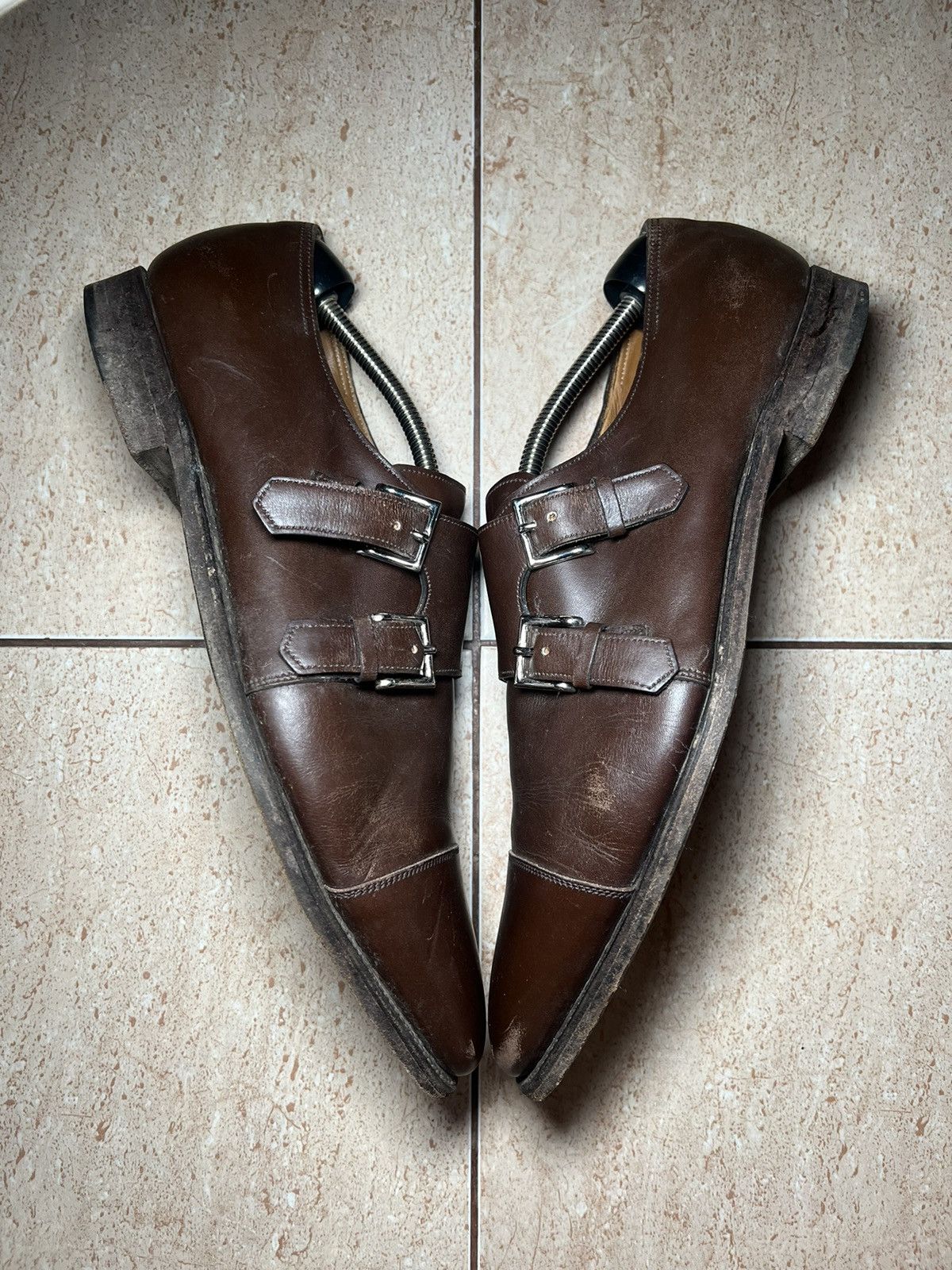 John Lobb Vintage JOHN LOBB William Brown Double Leather Monk Straps Size US 11 / EU 44 - 5 Thumbnail