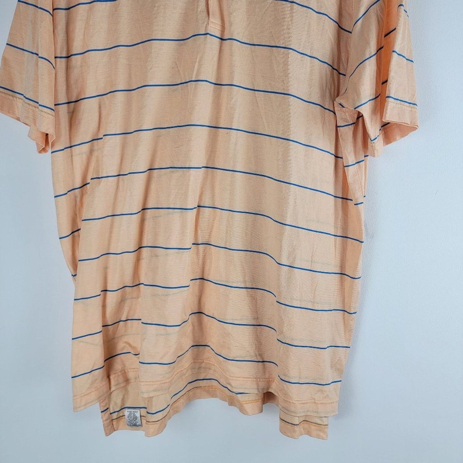 Peter Millar Peter Millar Golf Polo Shirt Short Sleeve Orange Striped Size US XL / EU 56 / 4 - 4 Thumbnail