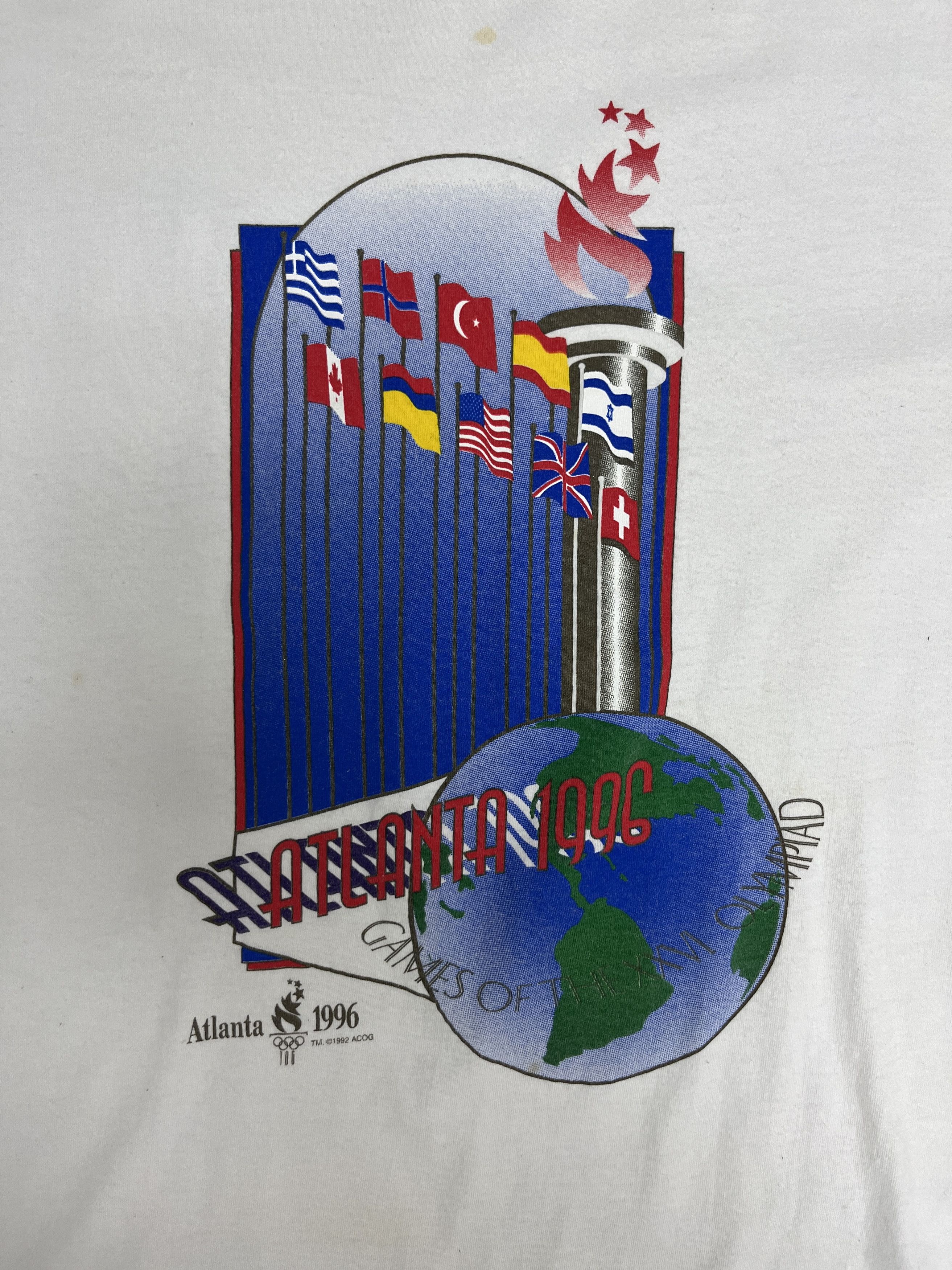 Vintage Atlanta Olympics 1996 Vintage White T-Shirt Tee Size US XL / EU 56 / 4 - 2 Thumbnail