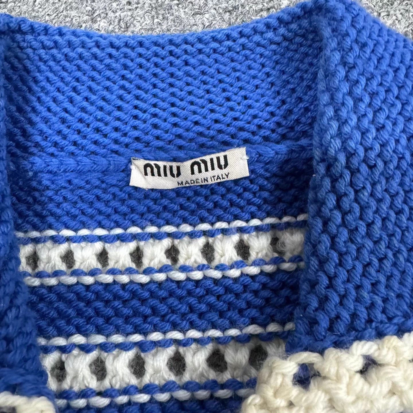 Miu Miu MIU MIU Blue & White Stripe Single-Breasted Knit Cardi Size XS / US 0-2 / IT 36-38 - 6 Thumbnail
