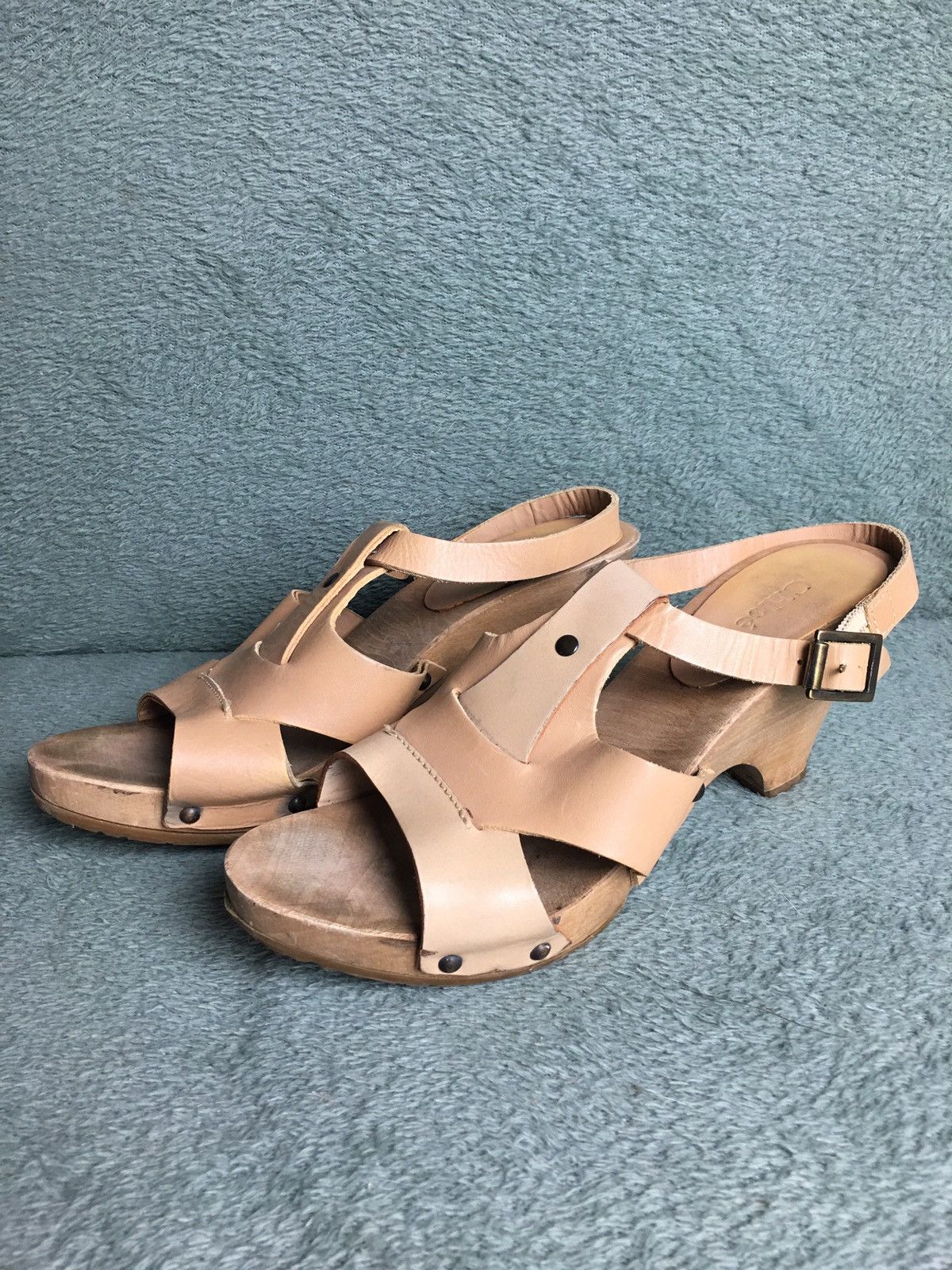 Chloe Chloé Chloe Strappy Sandals Beige Leather Wood Platform EU39 Size US 9 / IT 39 - 2 Thumbnail