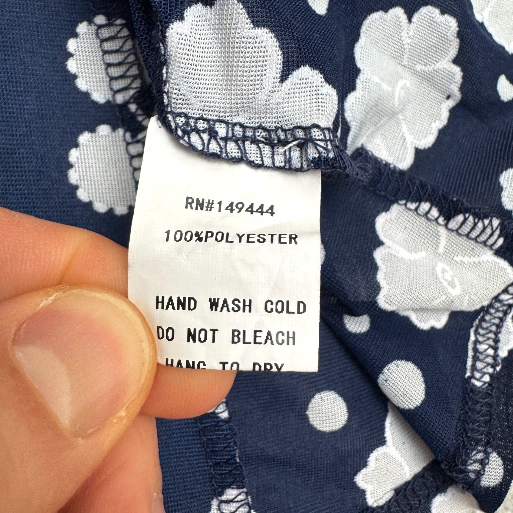Vintage Siren Lily Blouse Shirt Womens XL Navy Blue Floral Boho Long Sleeve Button Front Crew Neck Casual Vintage No Size XL / US 12-14 / IT 48-50 - 7 Thumbnail