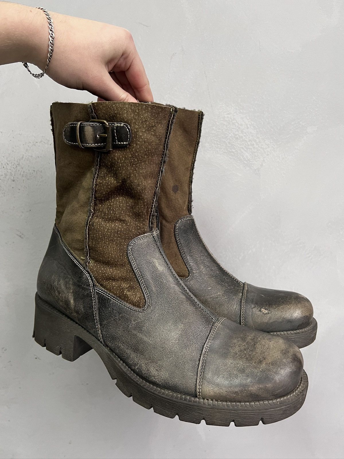 Hedi Slimane Avant garde platform boots brown leather guidi style 90s Size US 8 / EU 41 - 1 Thumbnail